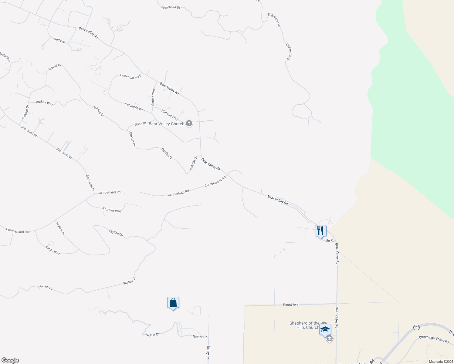map of restaurants, bars, coffee shops, grocery stores, and more near 25900 Cumberland Road in Tehachapi