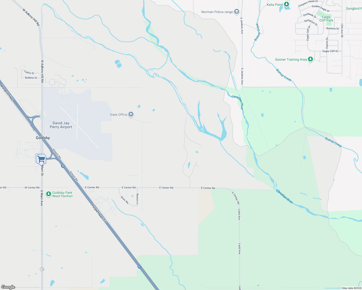 map of restaurants, bars, coffee shops, grocery stores, and more near 620 Living Springs Trail in Goldsby