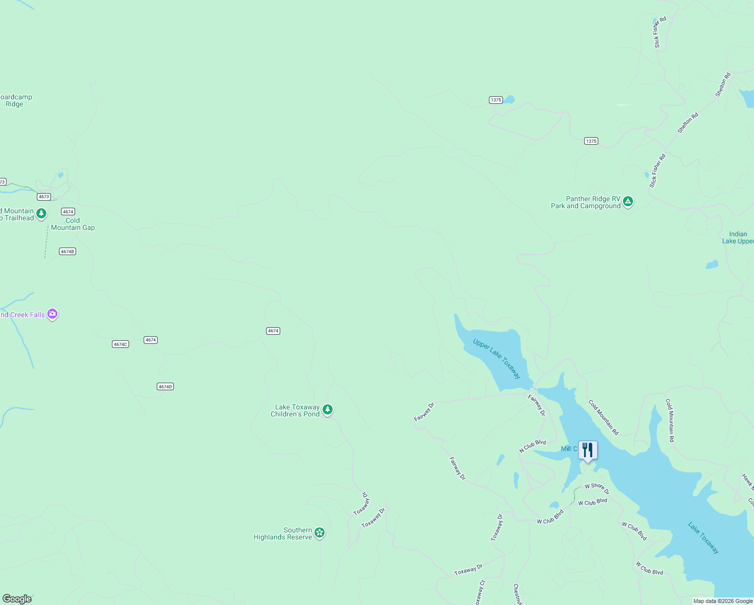 map of restaurants, bars, coffee shops, grocery stores, and more near 429 North Main Street in Lake Toxaway
