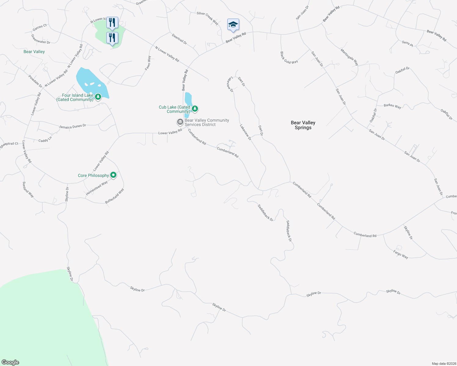 map of restaurants, bars, coffee shops, grocery stores, and more near 28500 Ridgeview Court in Tehachapi