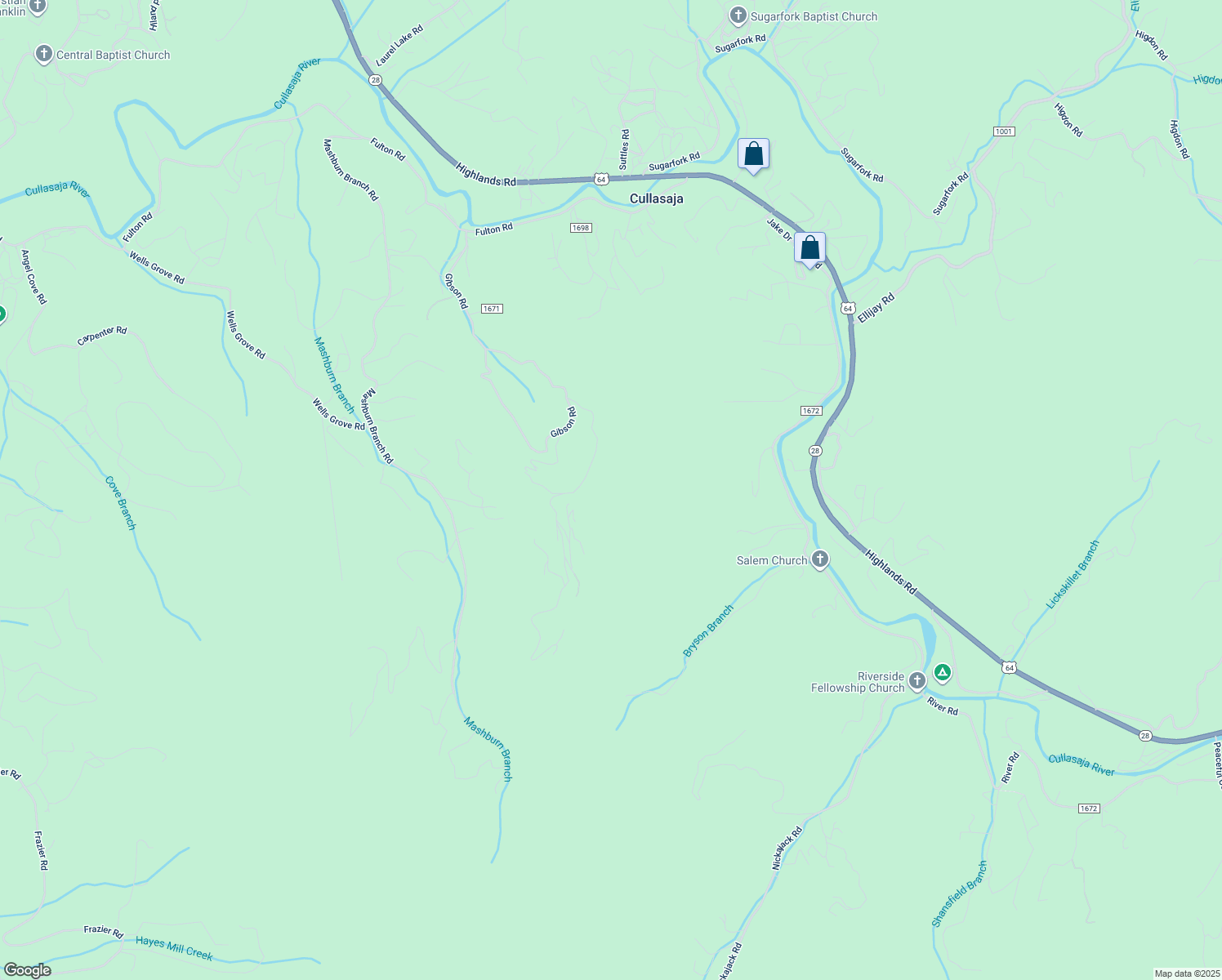 map of restaurants, bars, coffee shops, grocery stores, and more near Ridge Street in Franklin