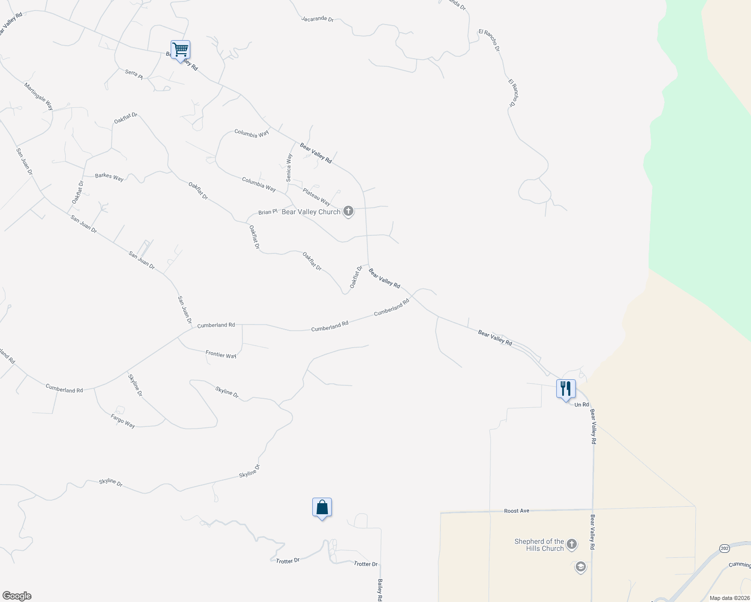 map of restaurants, bars, coffee shops, grocery stores, and more near 26001 Cumberland Road in Tehachapi