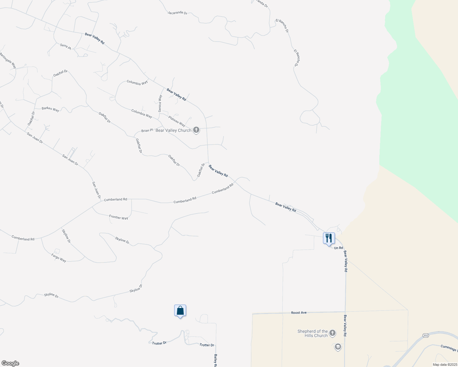 map of restaurants, bars, coffee shops, grocery stores, and more near 25904 Bear Valley Road in Tehachapi