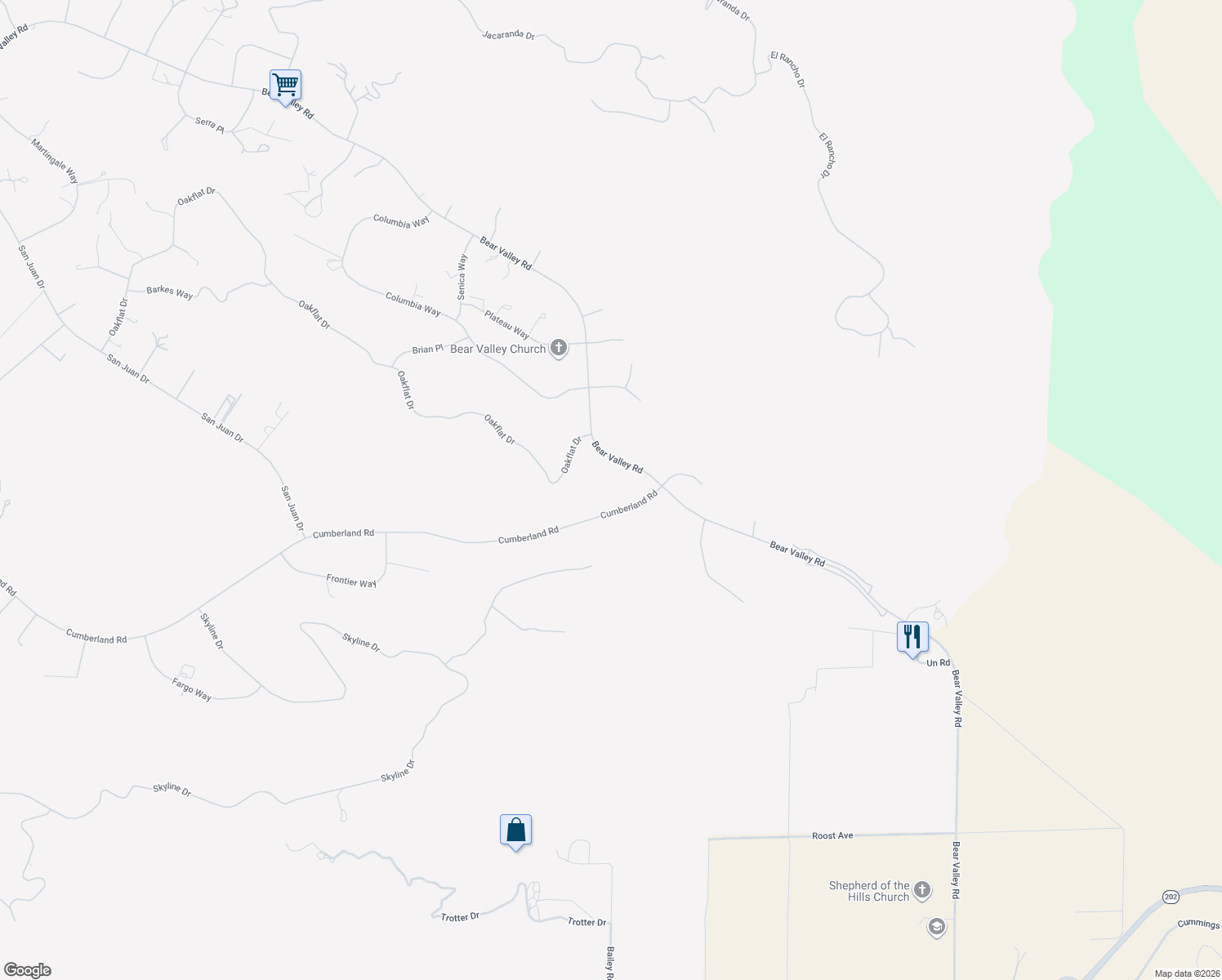 map of restaurants, bars, coffee shops, grocery stores, and more near 26001 Cumberland Road in Tehachapi
