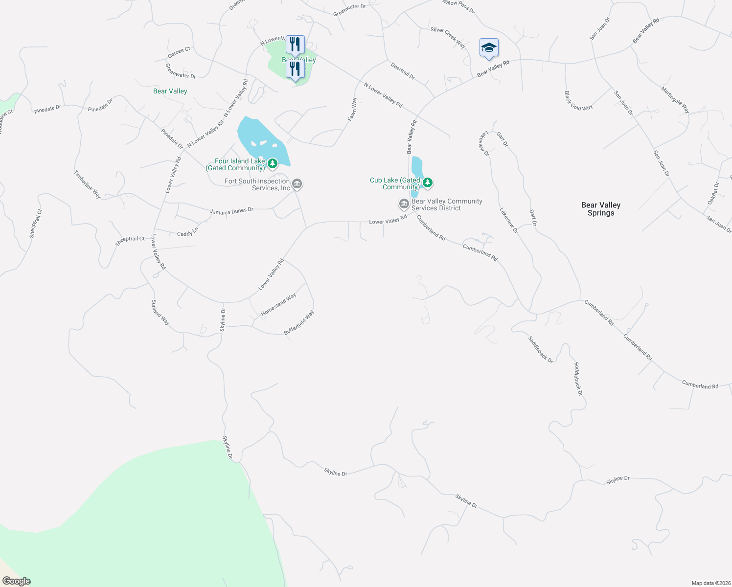 map of restaurants, bars, coffee shops, grocery stores, and more near 29560 Butterfield Way in Tehachapi