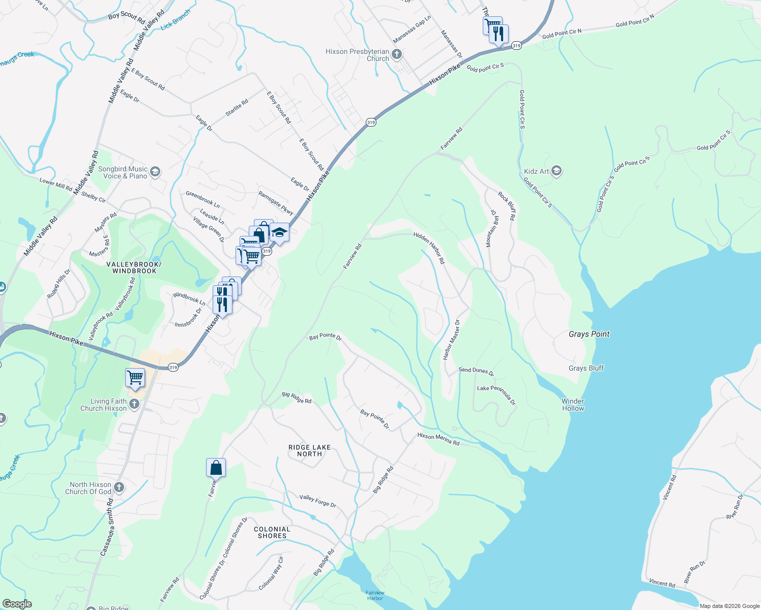 map of restaurants, bars, coffee shops, grocery stores, and more near 2535 Folkner Road in Hamilton County