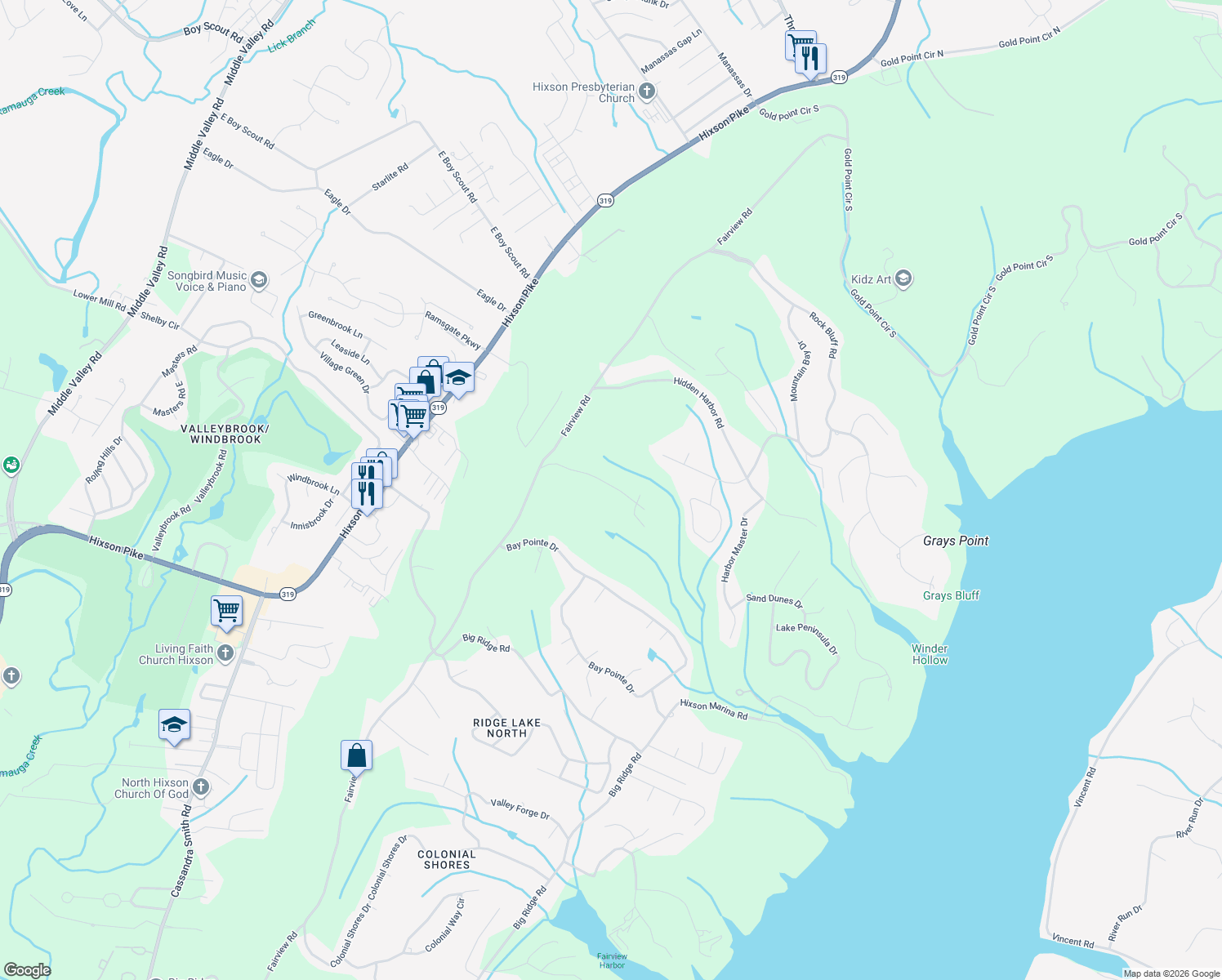 map of restaurants, bars, coffee shops, grocery stores, and more near 2530 Folkner Road in Hamilton County