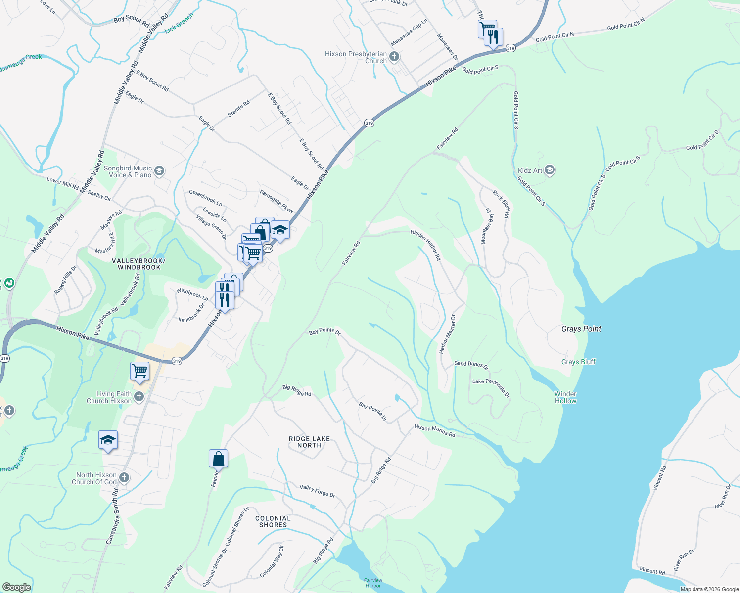 map of restaurants, bars, coffee shops, grocery stores, and more near 2530 Folkner Road in Hamilton County