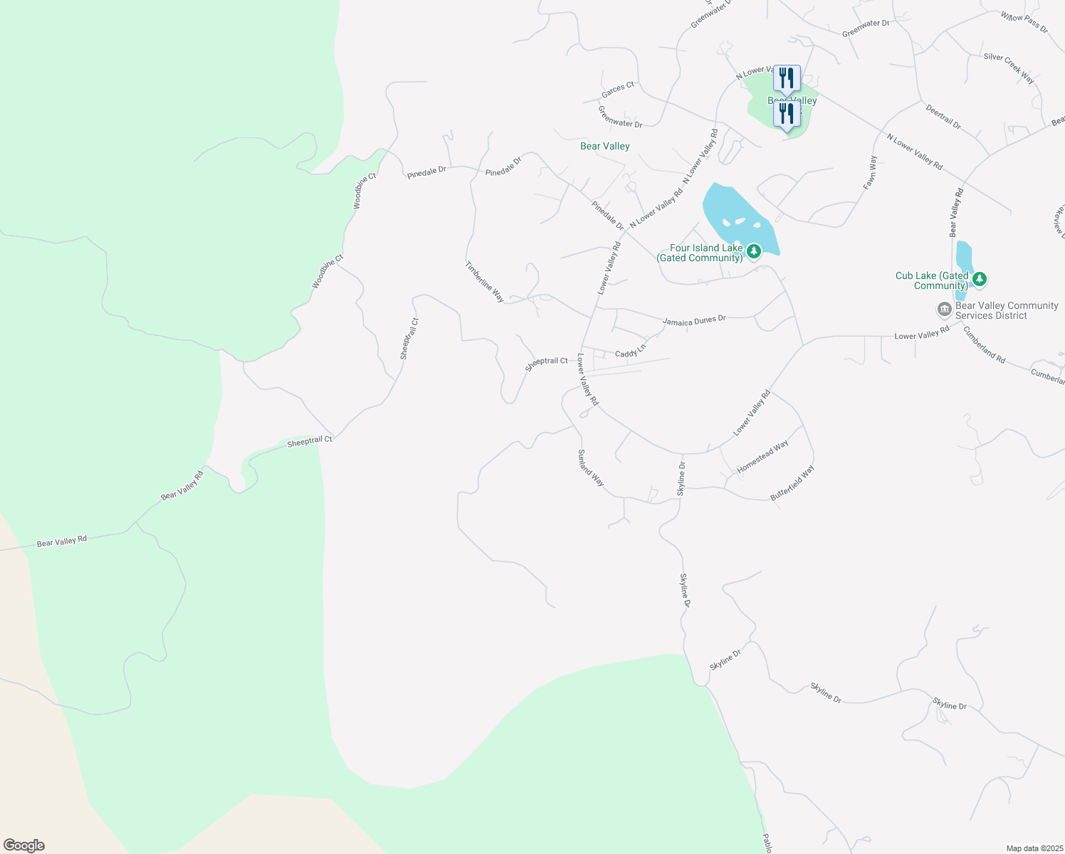 map of restaurants, bars, coffee shops, grocery stores, and more near 30371 Fox Ridge Court in Tehachapi