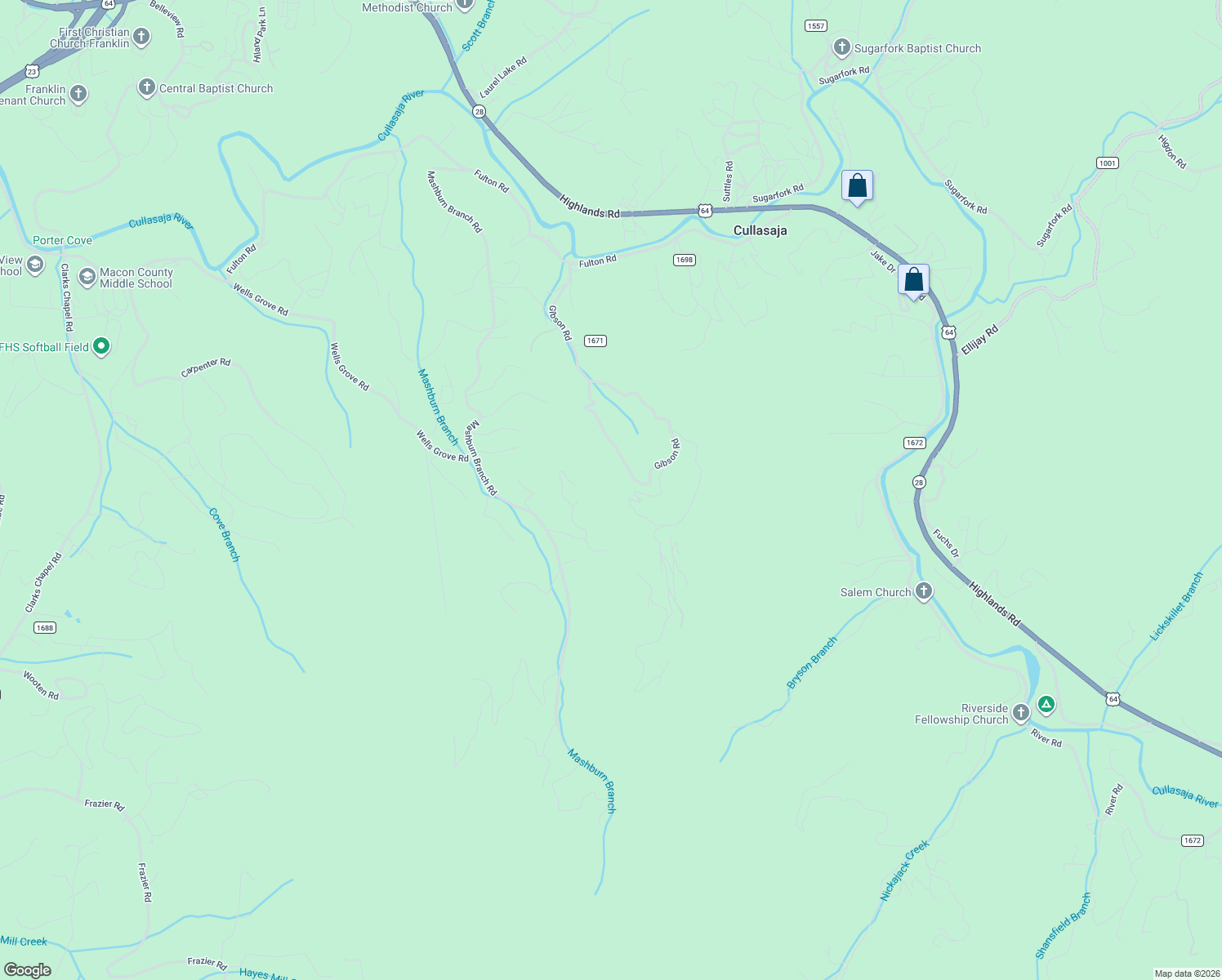 map of restaurants, bars, coffee shops, grocery stores, and more near 156 Claude Sanders Road in Franklin