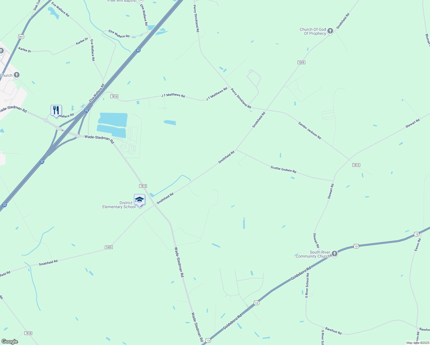 map of restaurants, bars, coffee shops, grocery stores, and more near 6106 Smithfield Rd in Wade