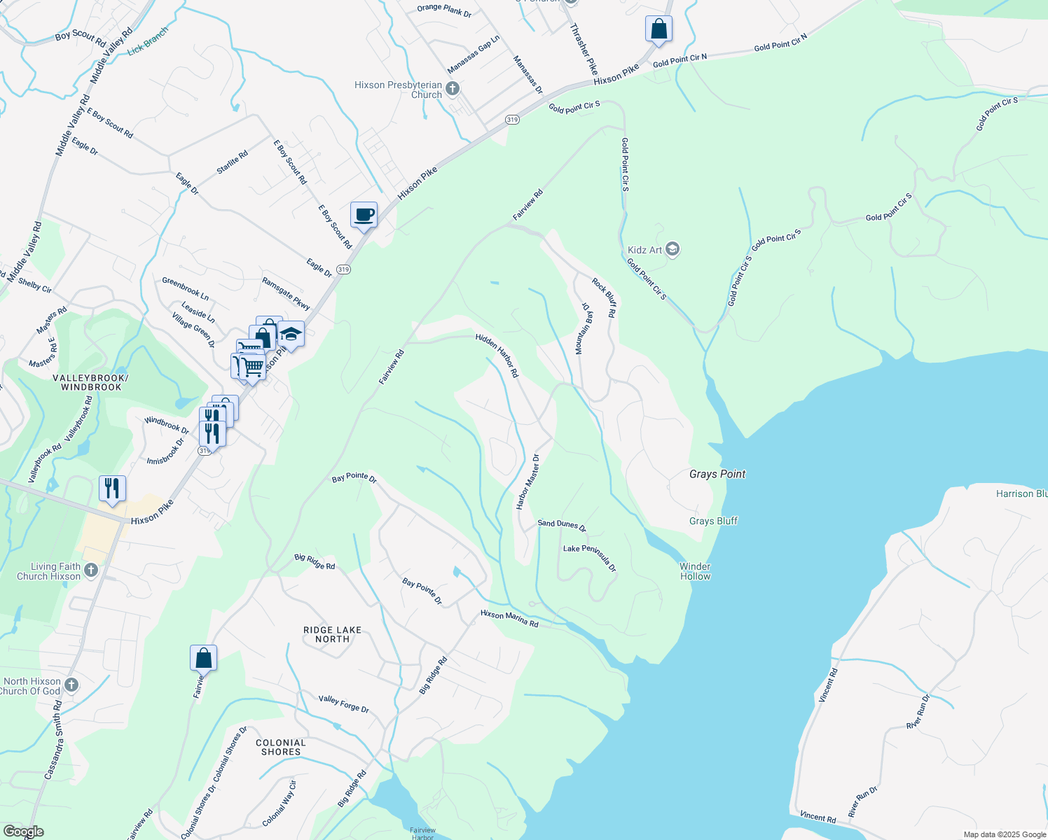 map of restaurants, bars, coffee shops, grocery stores, and more near 6439 Lake Meadows Drive in Hamilton County