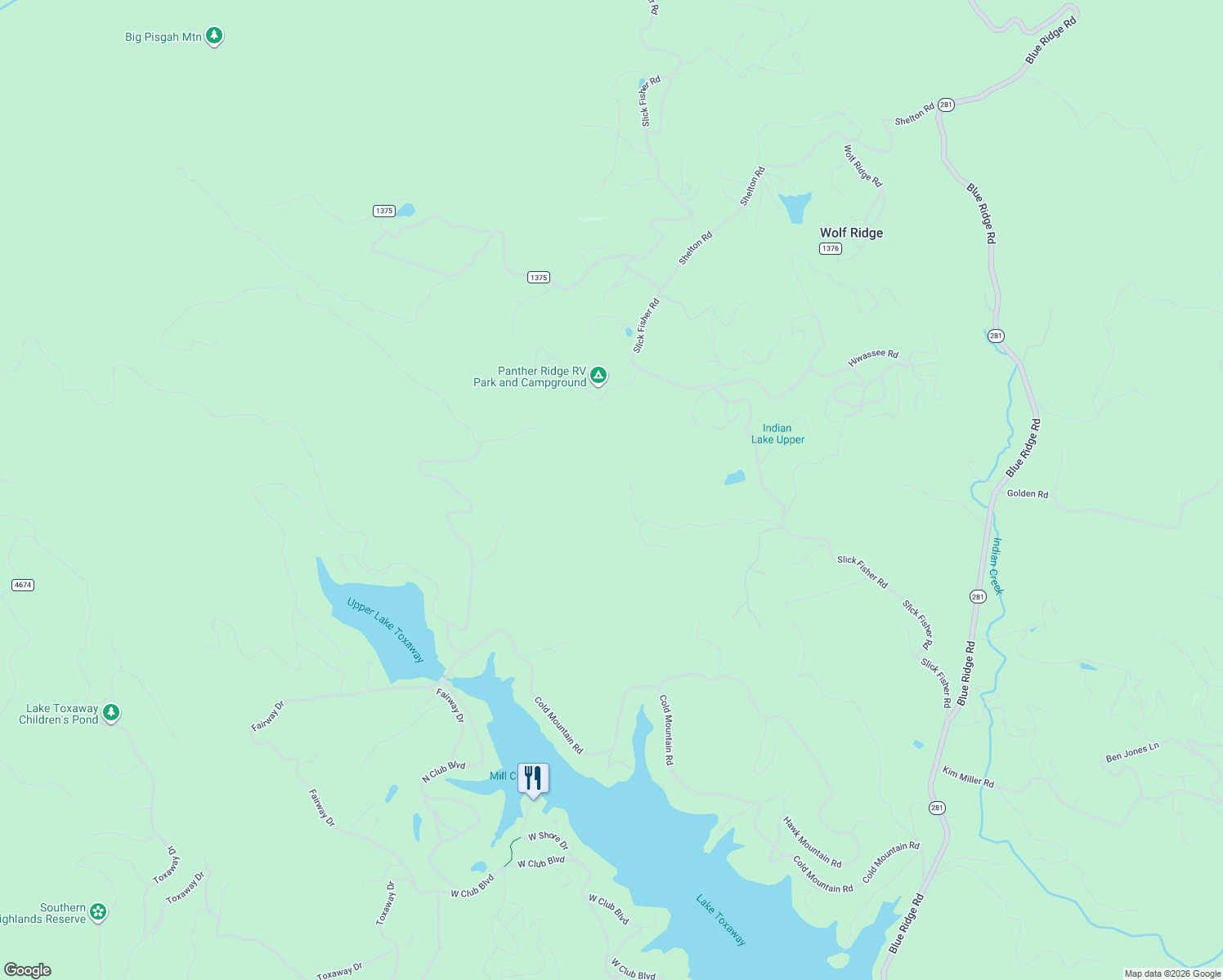 map of restaurants, bars, coffee shops, grocery stores, and more near 491 Little Elbow Mountain Road in Lake Toxaway