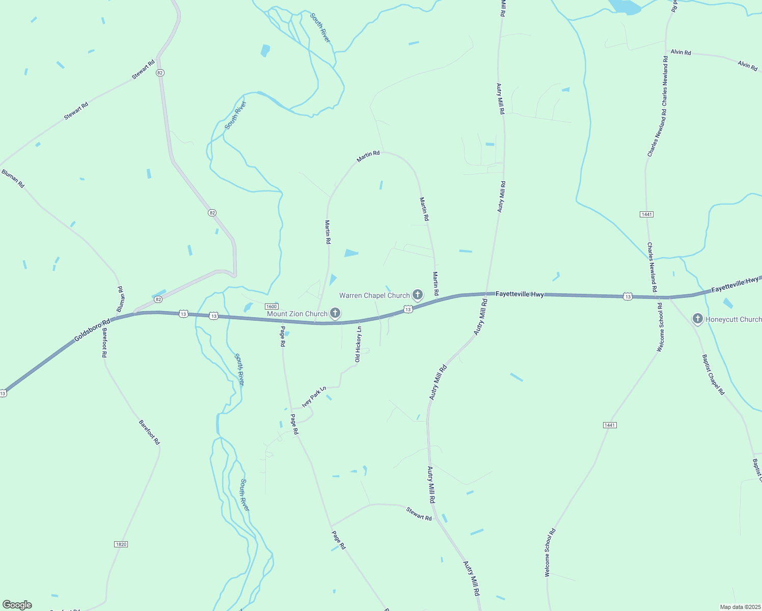 map of restaurants, bars, coffee shops, grocery stores, and more near 80 Mustang Lane in Godwin