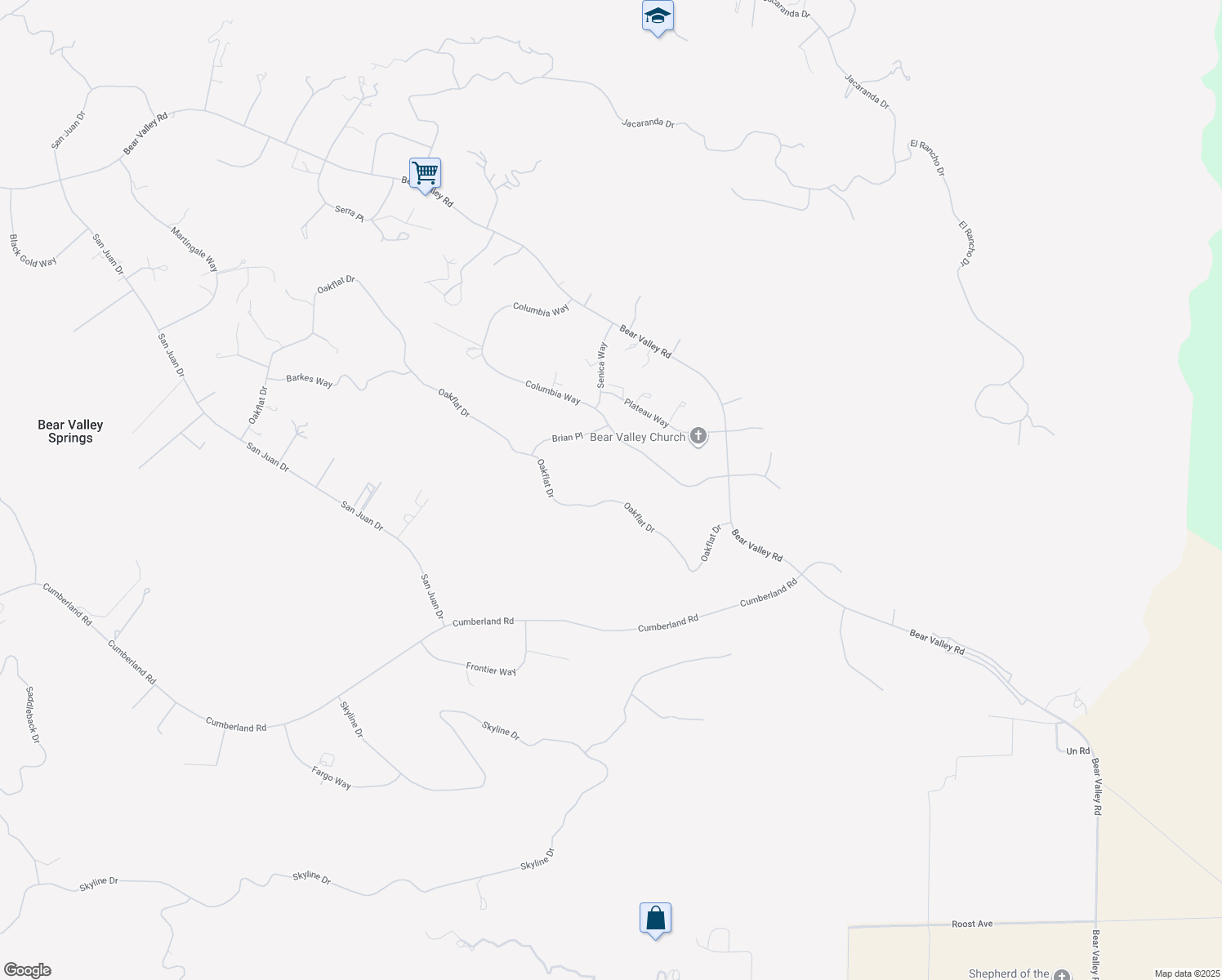 map of restaurants, bars, coffee shops, grocery stores, and more near 26451 Oakflat Drive in Bear Valley Springs