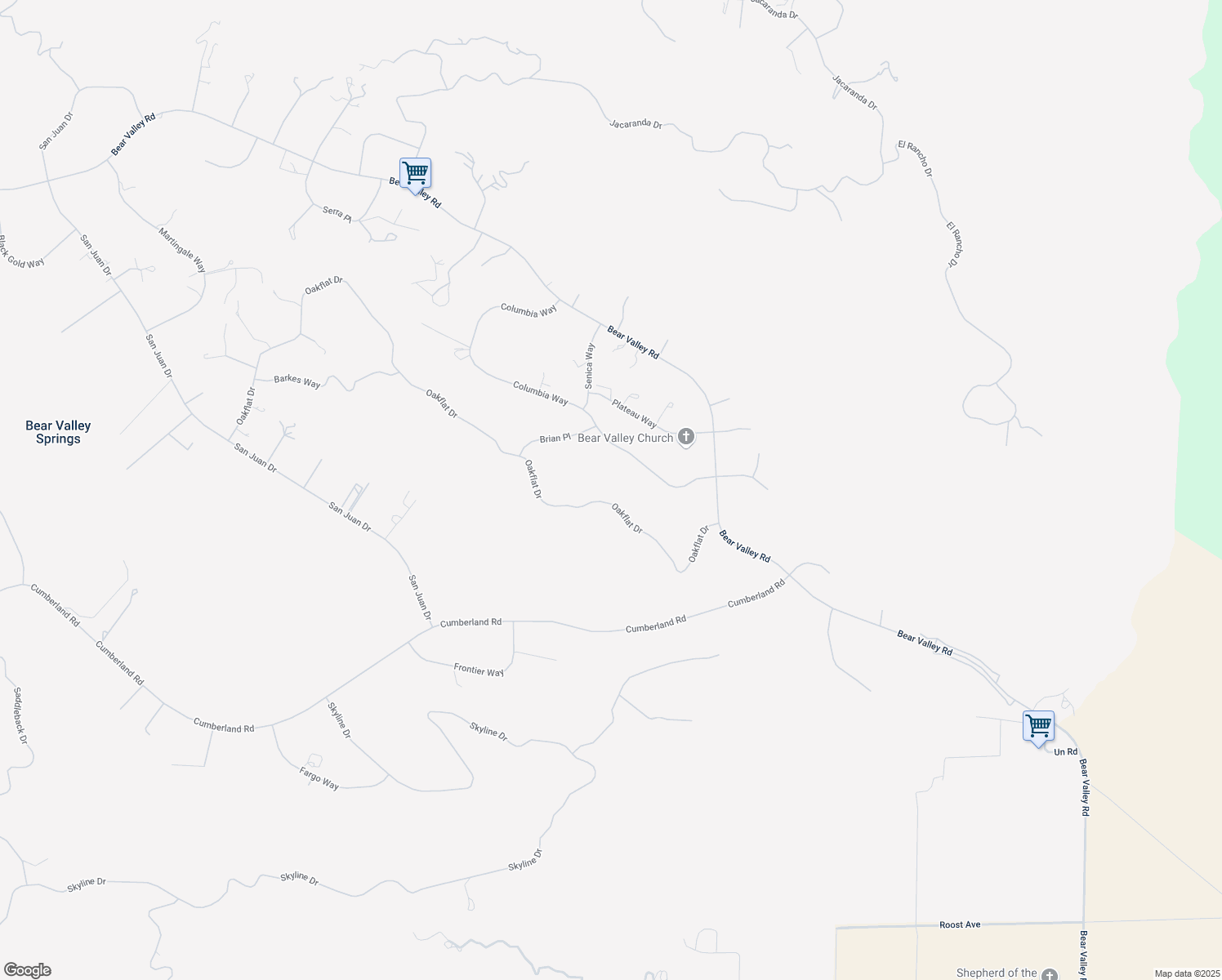 map of restaurants, bars, coffee shops, grocery stores, and more near 26451 Oakflat Drive in Bear Valley Springs