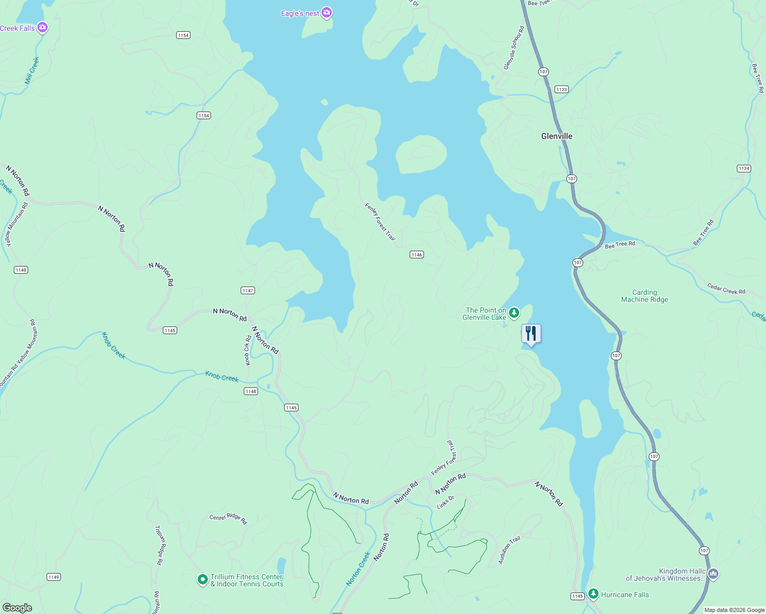 map of restaurants, bars, coffee shops, grocery stores, and more near 27 Jolly Hills Road in Cullowhee
