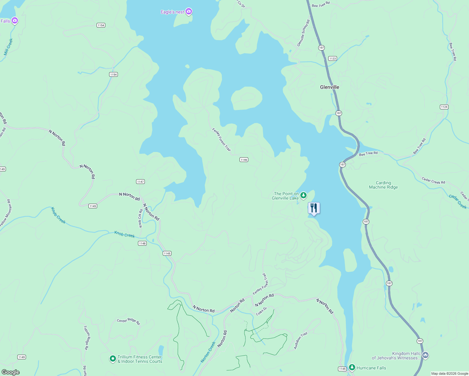 map of restaurants, bars, coffee shops, grocery stores, and more near 4 Bright Mountain Road in Cullowhee