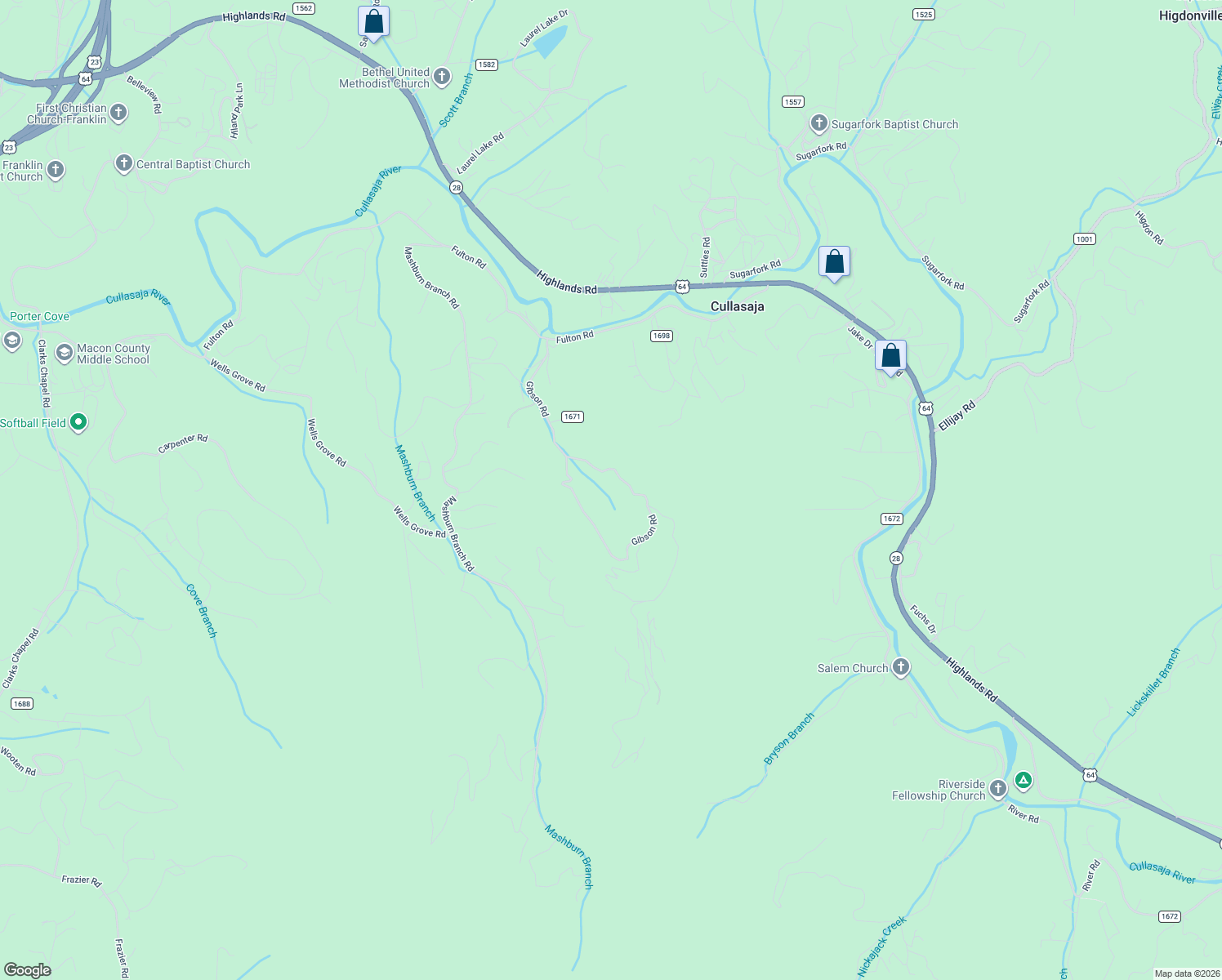 map of restaurants, bars, coffee shops, grocery stores, and more near 777 Gibson Road in Franklin