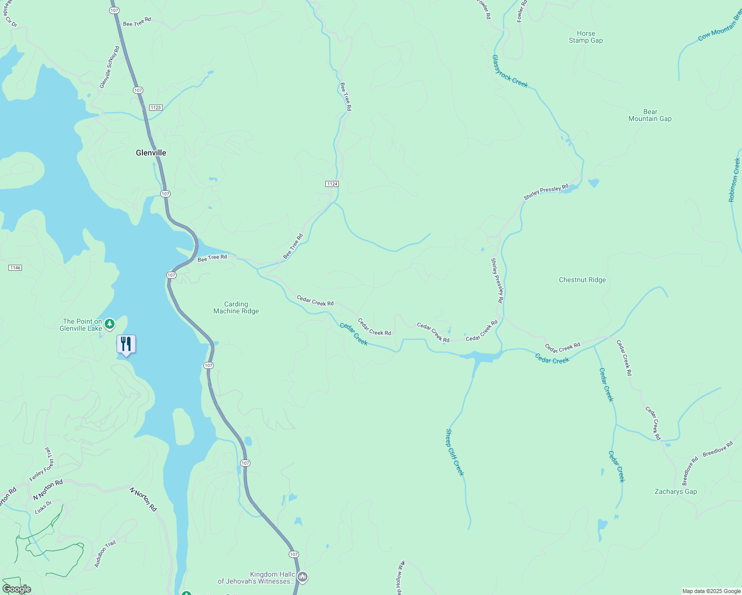 map of restaurants, bars, coffee shops, grocery stores, and more near 116 Glassy Rock Lane in Glenville