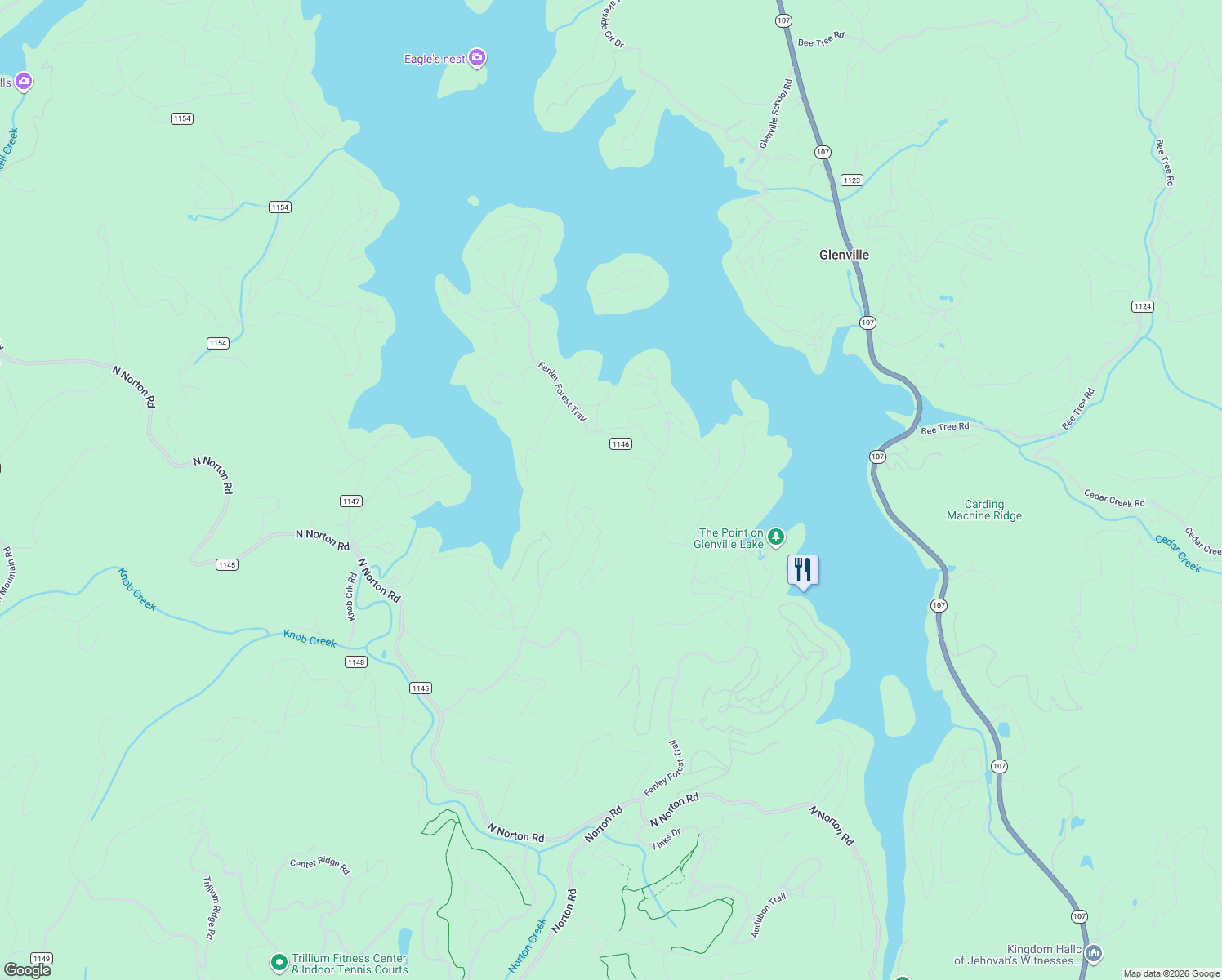 map of restaurants, bars, coffee shops, grocery stores, and more near 24 Bright Mountain Road in Cullowhee