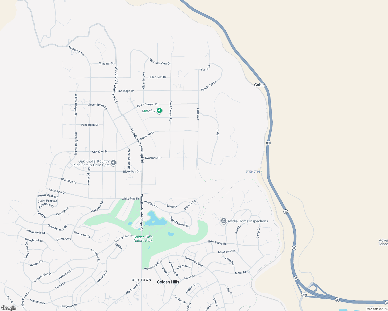 map of restaurants, bars, coffee shops, grocery stores, and more near 20011 Sycamore Drive in Tehachapi
