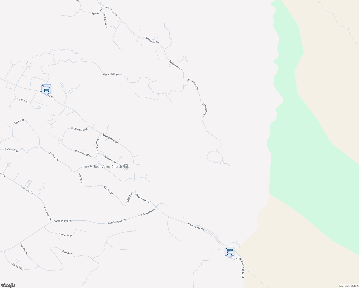 map of restaurants, bars, coffee shops, grocery stores, and more near 23491 El Rancho Drive in Tehachapi
