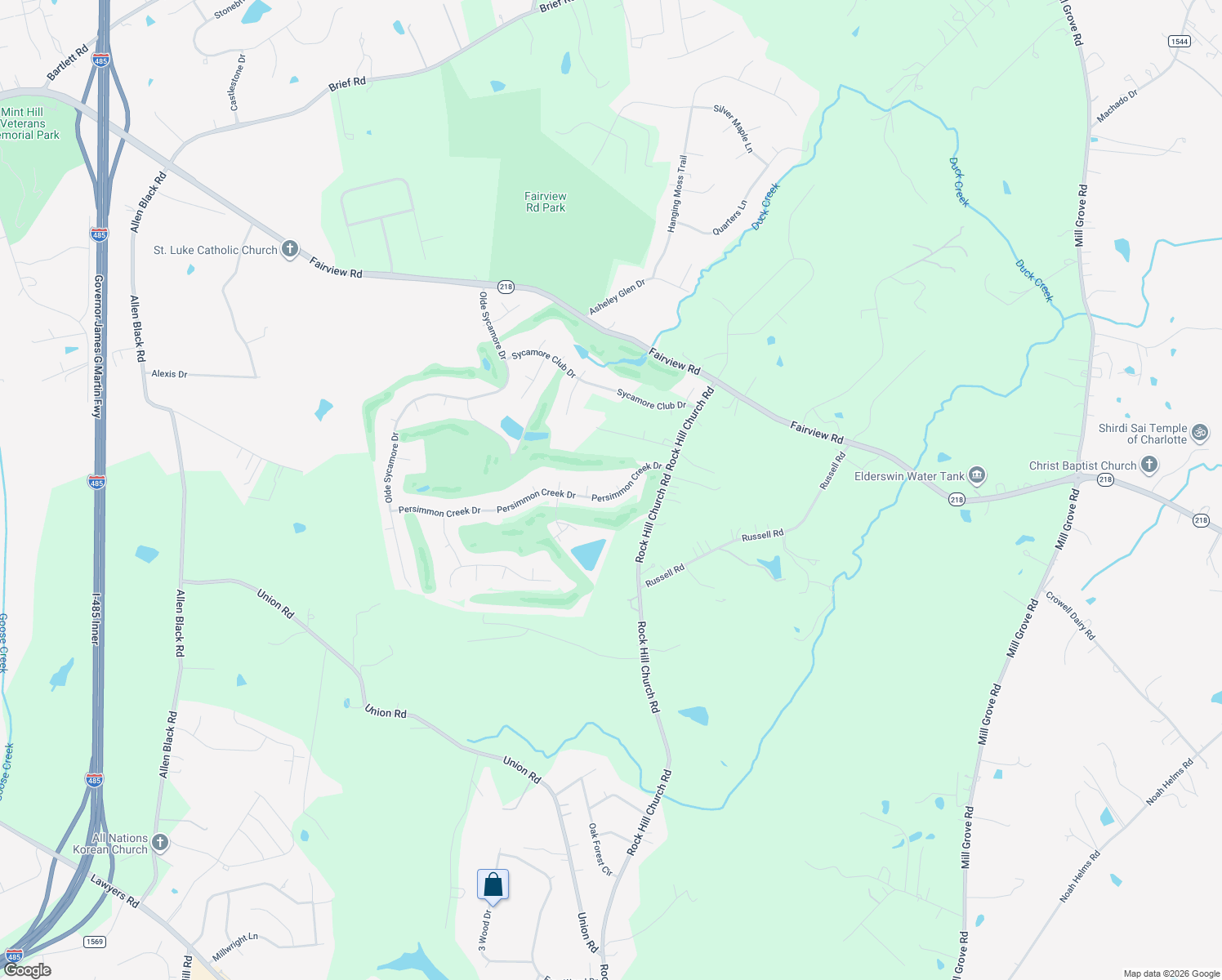 map of restaurants, bars, coffee shops, grocery stores, and more near 11019 Persimmon Creek Drive in Mint Hill