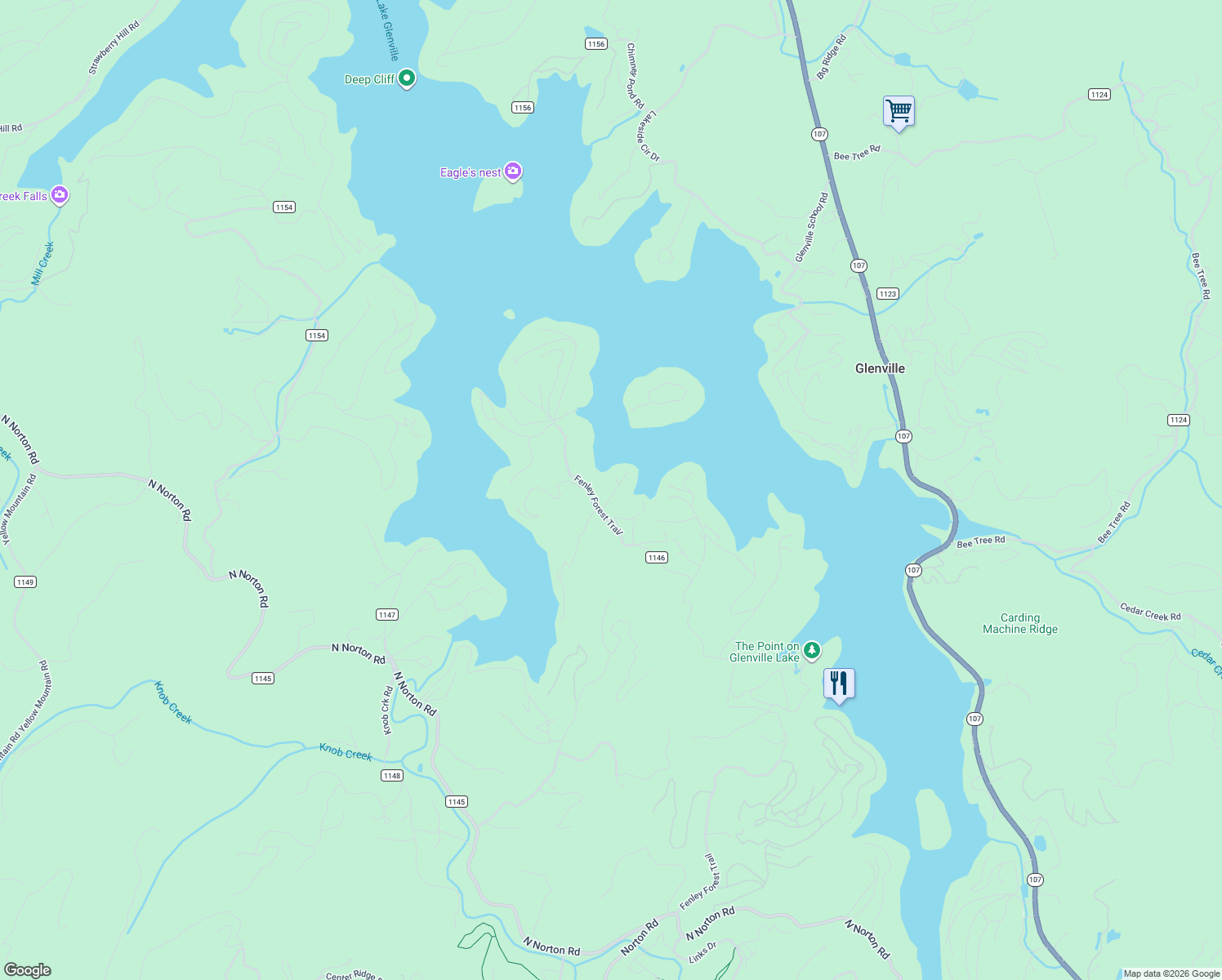 map of restaurants, bars, coffee shops, grocery stores, and more near 75 Gunpoint Road in Cullowhee