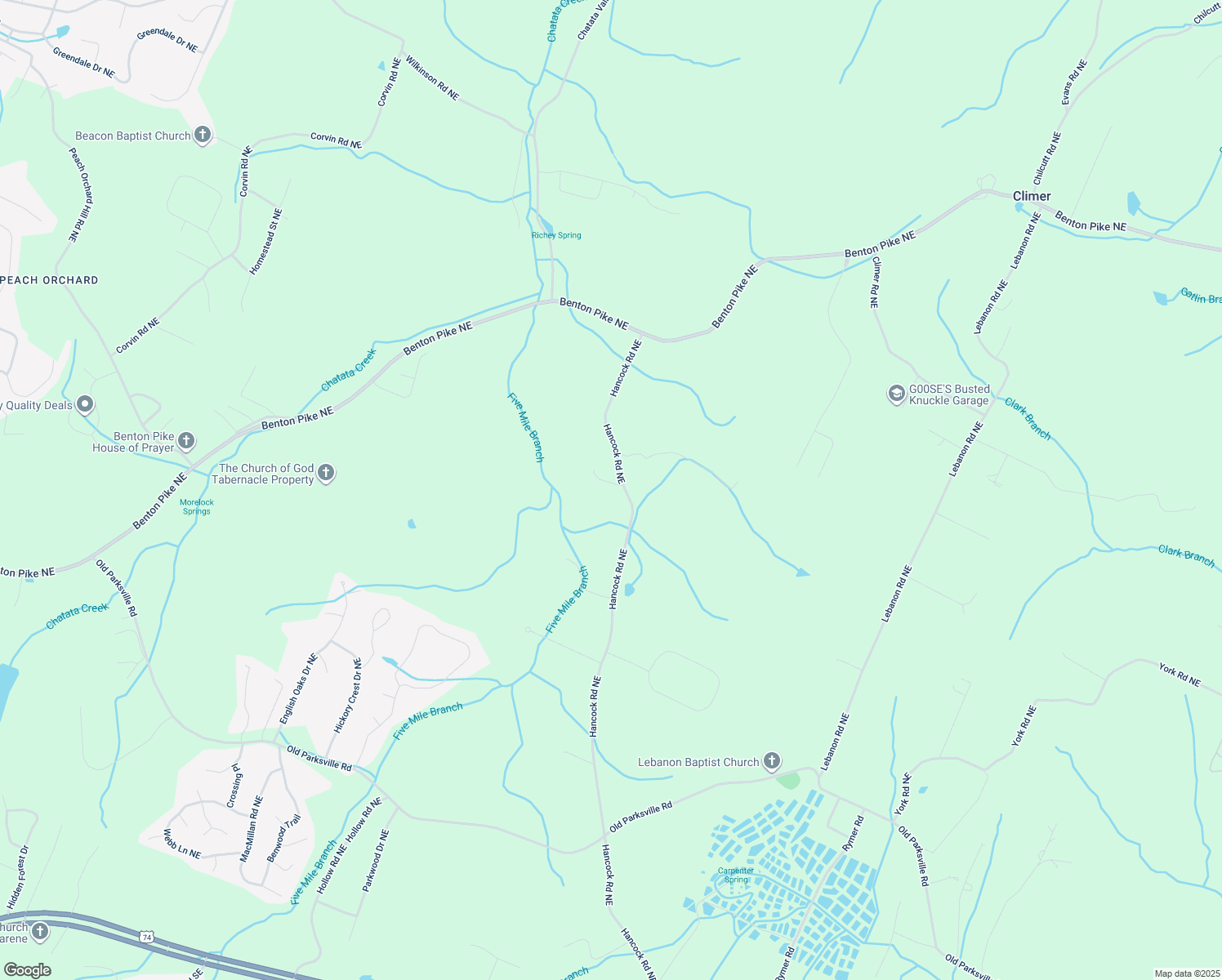 map of restaurants, bars, coffee shops, grocery stores, and more near 1055 Hancock Rd NE in Cleveland