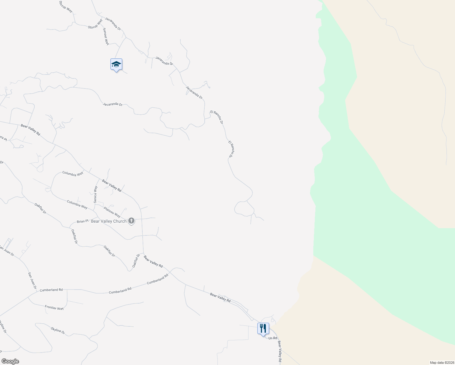 map of restaurants, bars, coffee shops, grocery stores, and more near 23841 El Rancho Drive in Tehachapi