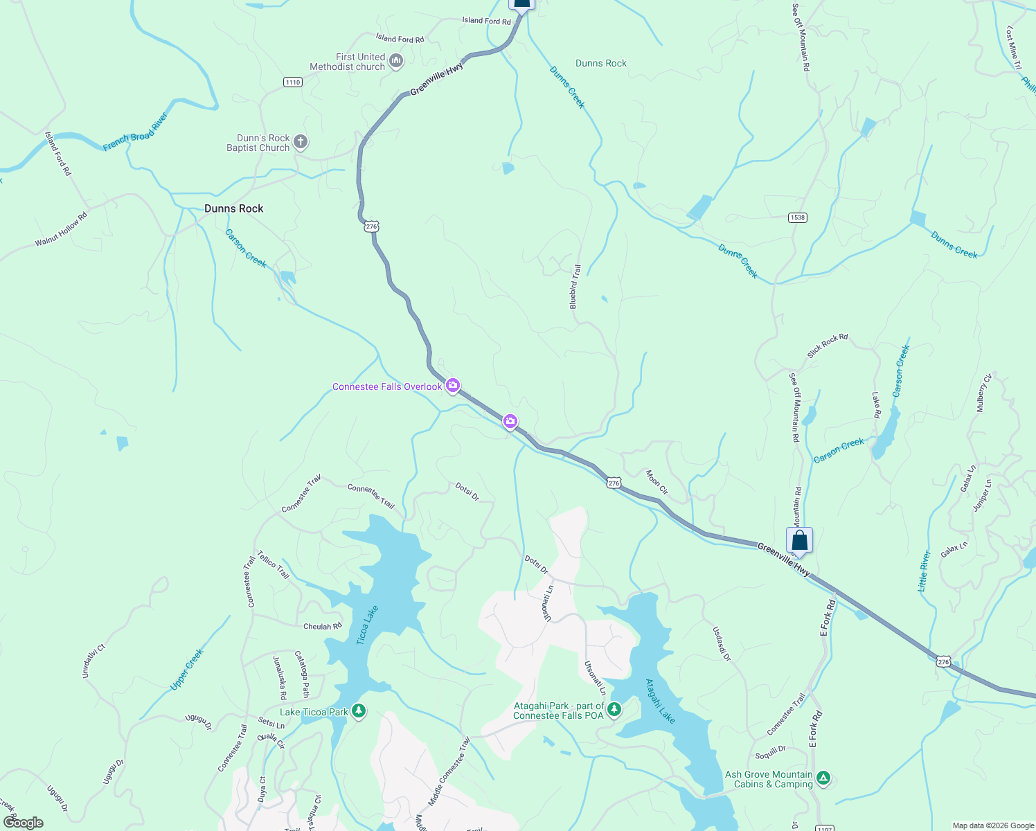 map of restaurants, bars, coffee shops, grocery stores, and more near 212 Still Branch Road in Brevard