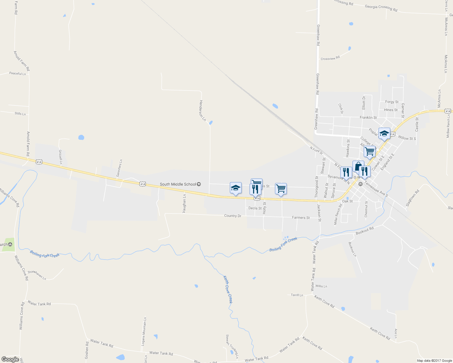 map of restaurants, bars, coffee shops, grocery stores, and more near 537 Davis Street in Cowan