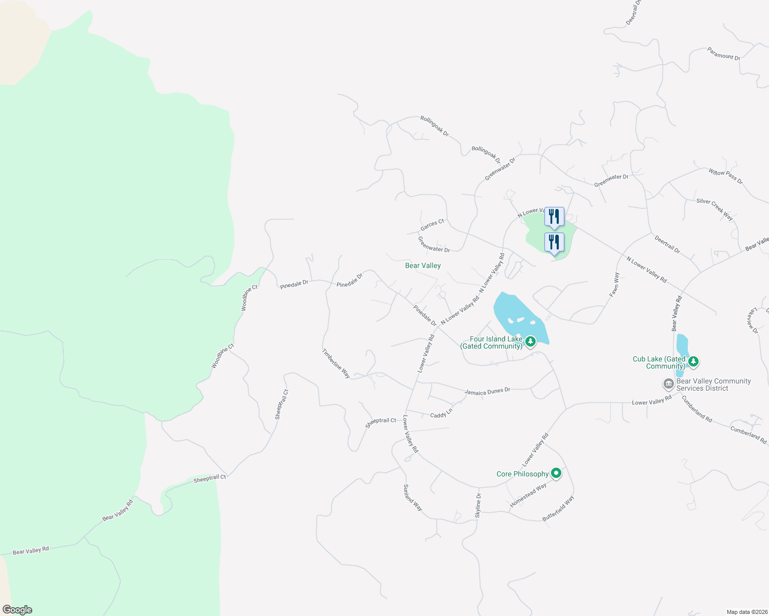 map of restaurants, bars, coffee shops, grocery stores, and more near 23881 Parke Court in Tehachapi