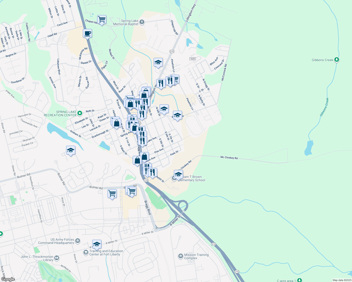 map of restaurants, bars, coffee shops, grocery stores, and more near 701 Poe Avenue in Spring Lake