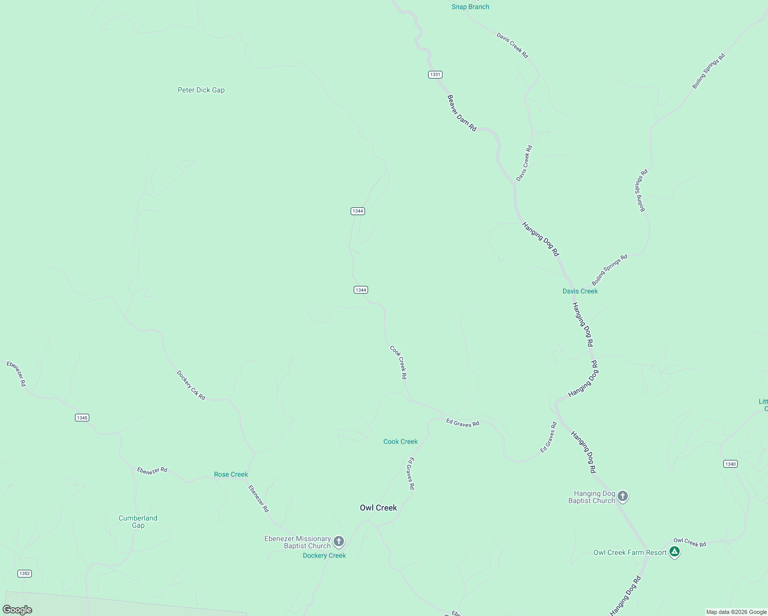map of restaurants, bars, coffee shops, grocery stores, and more near State Road 1344 in Cherokee County