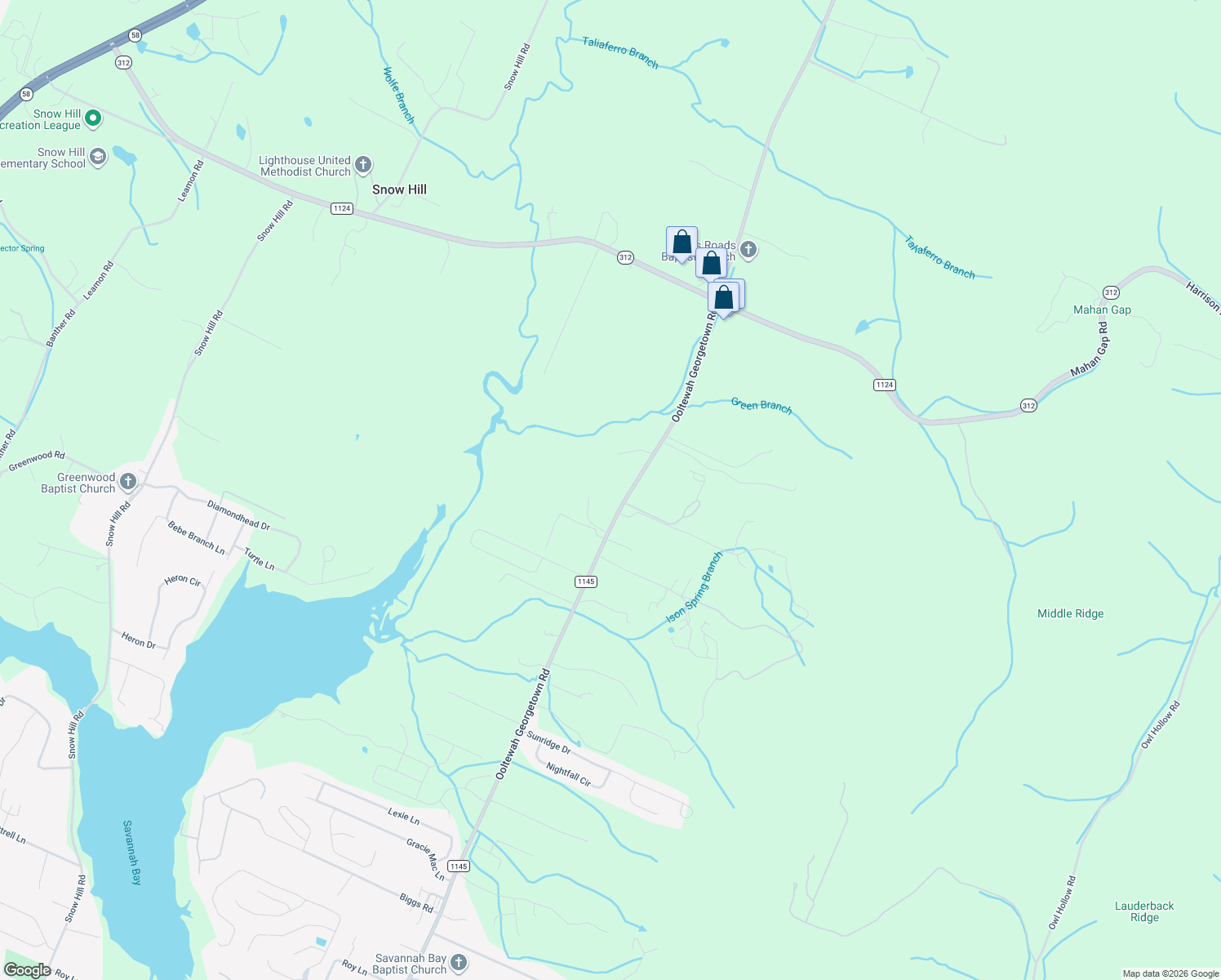 map of restaurants, bars, coffee shops, grocery stores, and more near 8729 Ooltewah Georgetown Road in Ooltewah