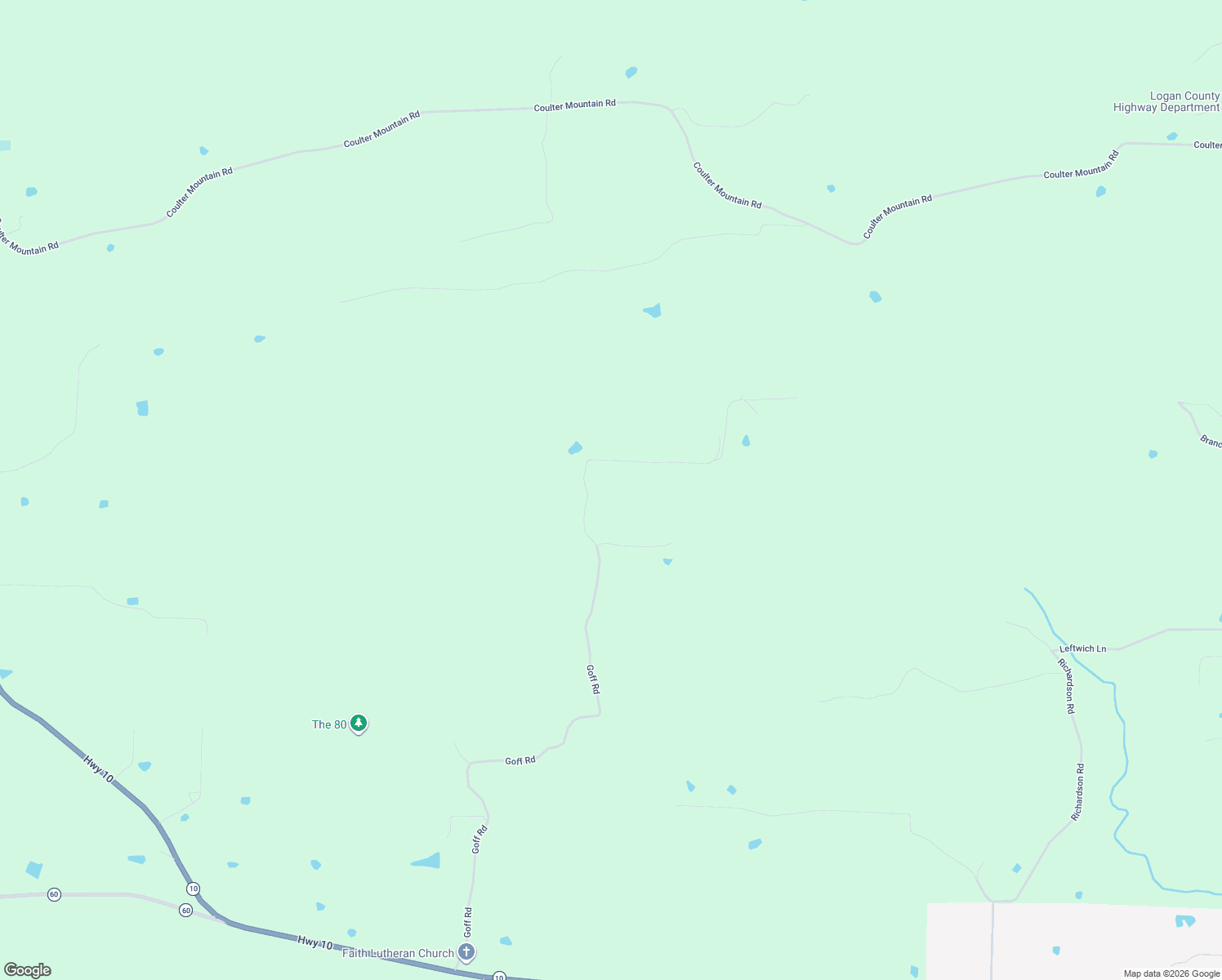 map of restaurants, bars, coffee shops, grocery stores, and more near 1912 Goff Road in Booneville