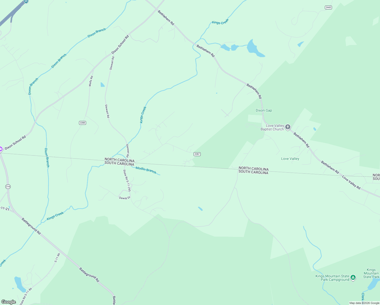 map of restaurants, bars, coffee shops, grocery stores, and more near 228 State Road 2287 in Kings Mountain