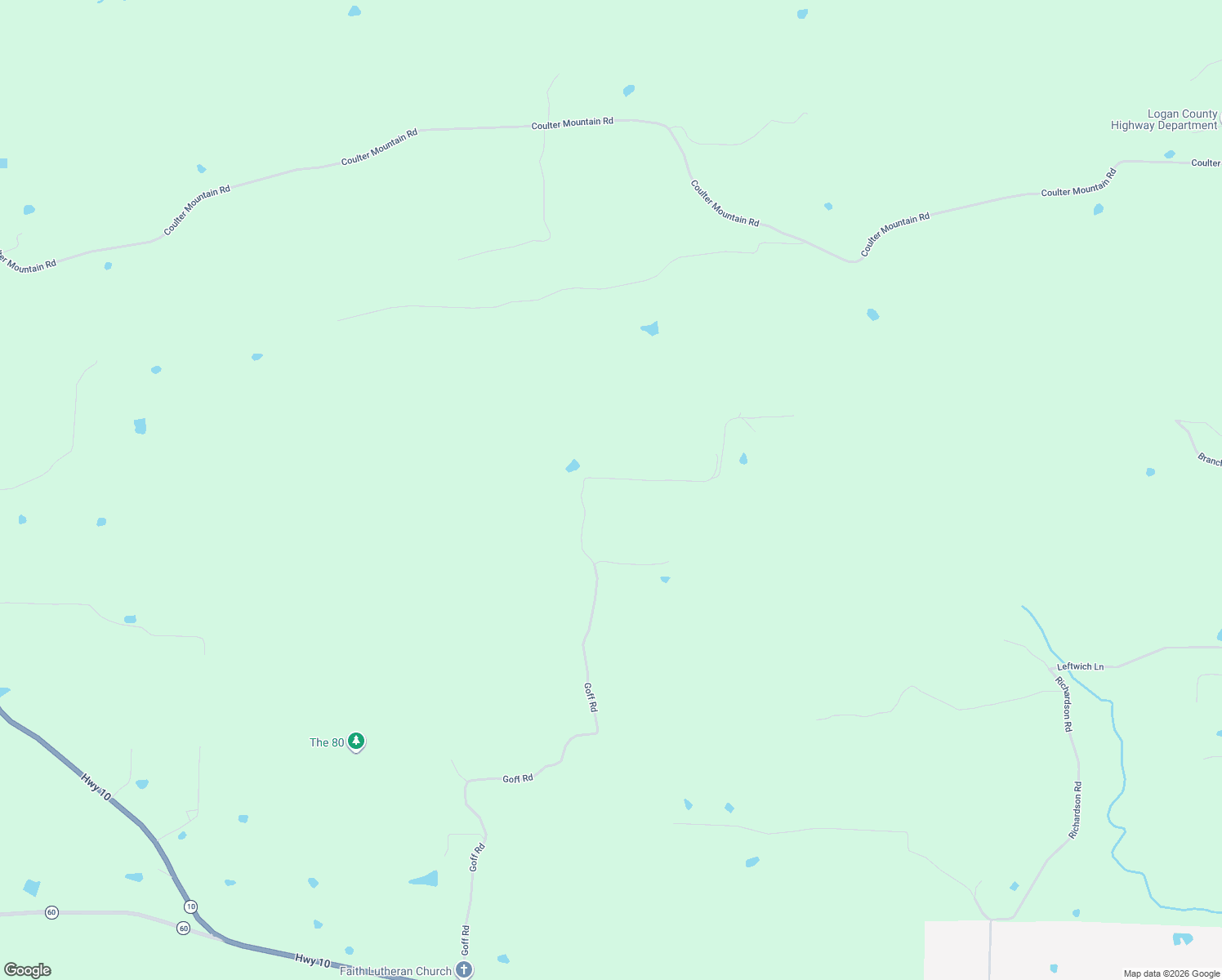 map of restaurants, bars, coffee shops, grocery stores, and more near 1912 Goff Road in Booneville
