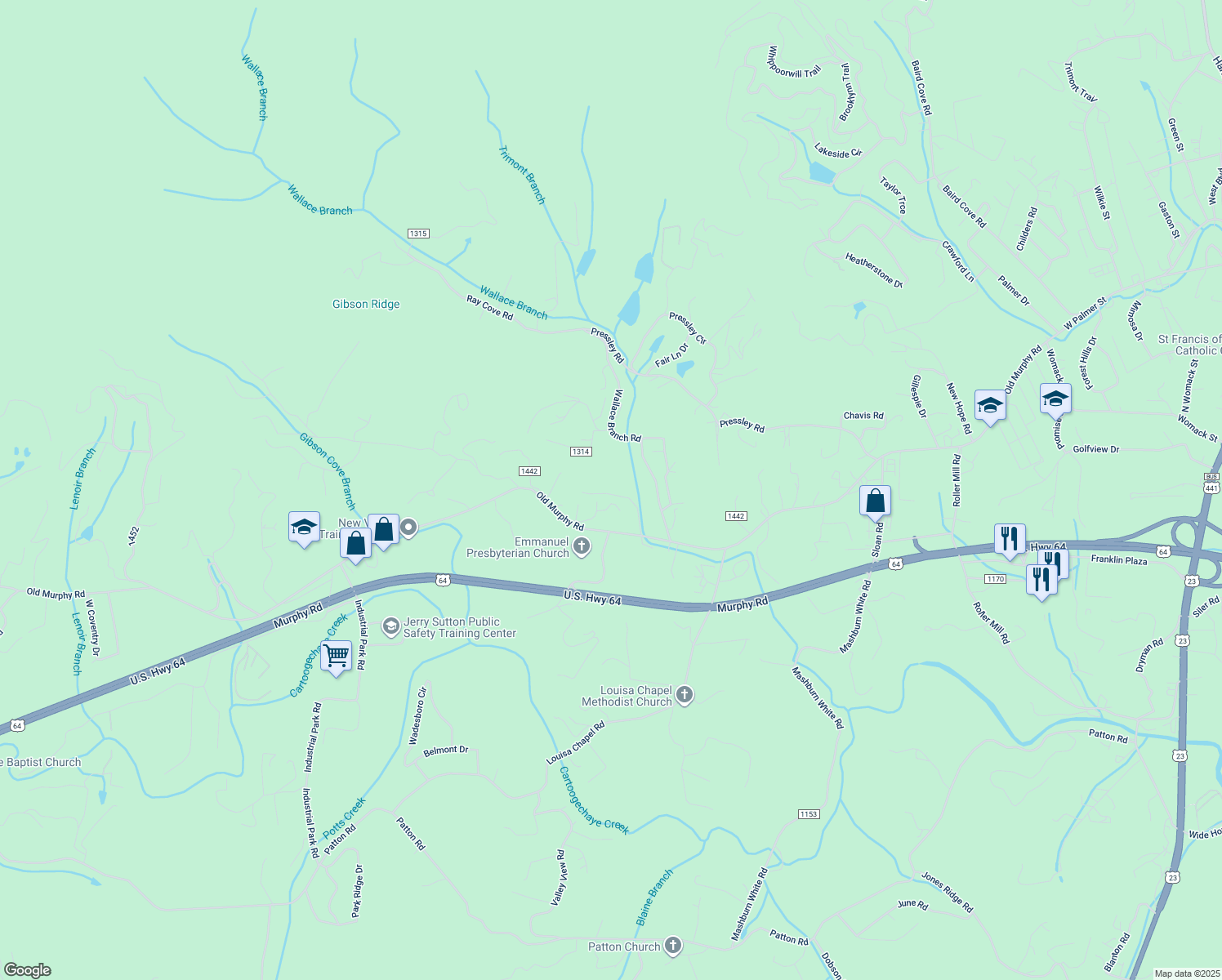 map of restaurants, bars, coffee shops, grocery stores, and more near 183 Blaine Rd in Franklin