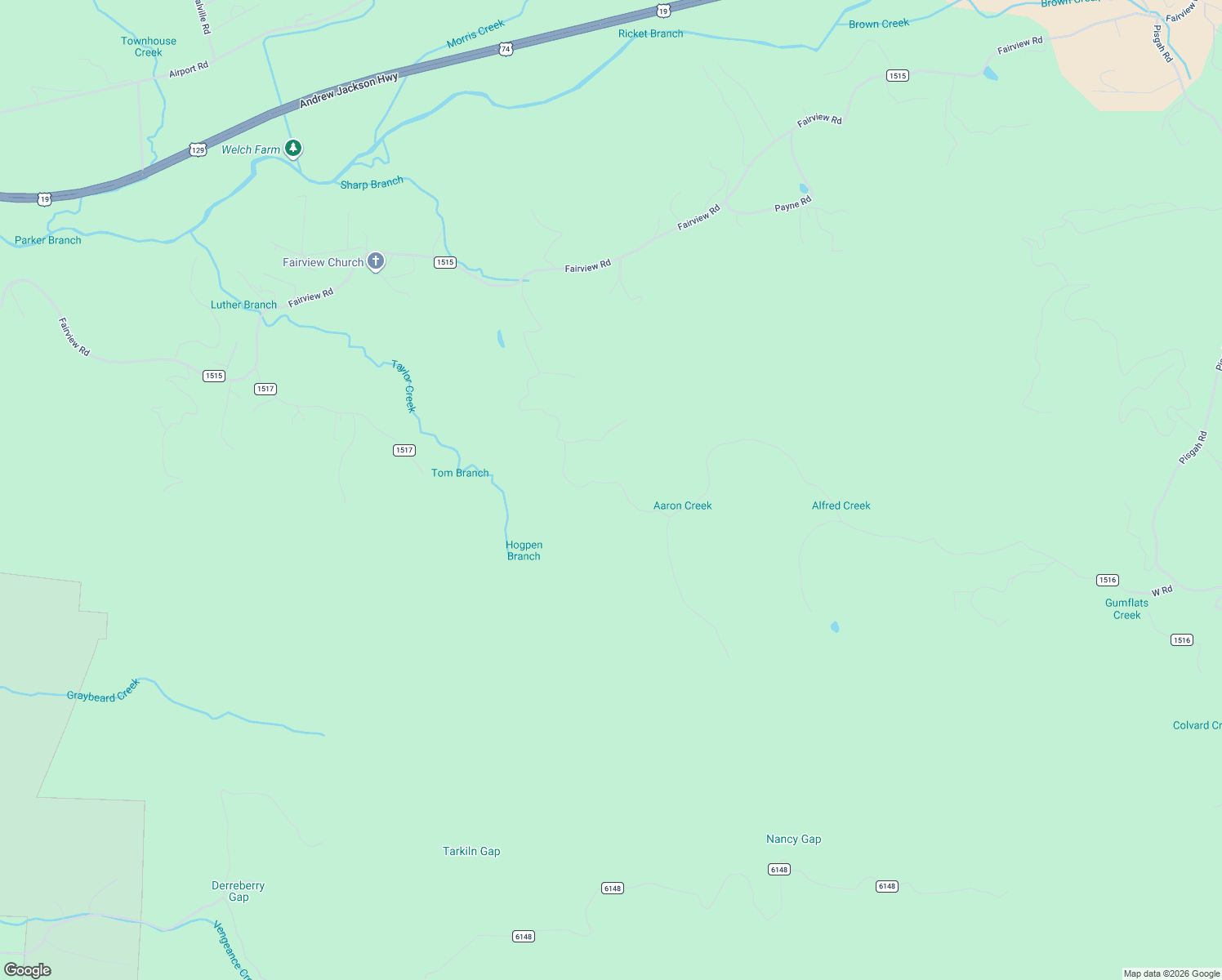 map of restaurants, bars, coffee shops, grocery stores, and more near 1055 Chestnut Flats Road in Andrews