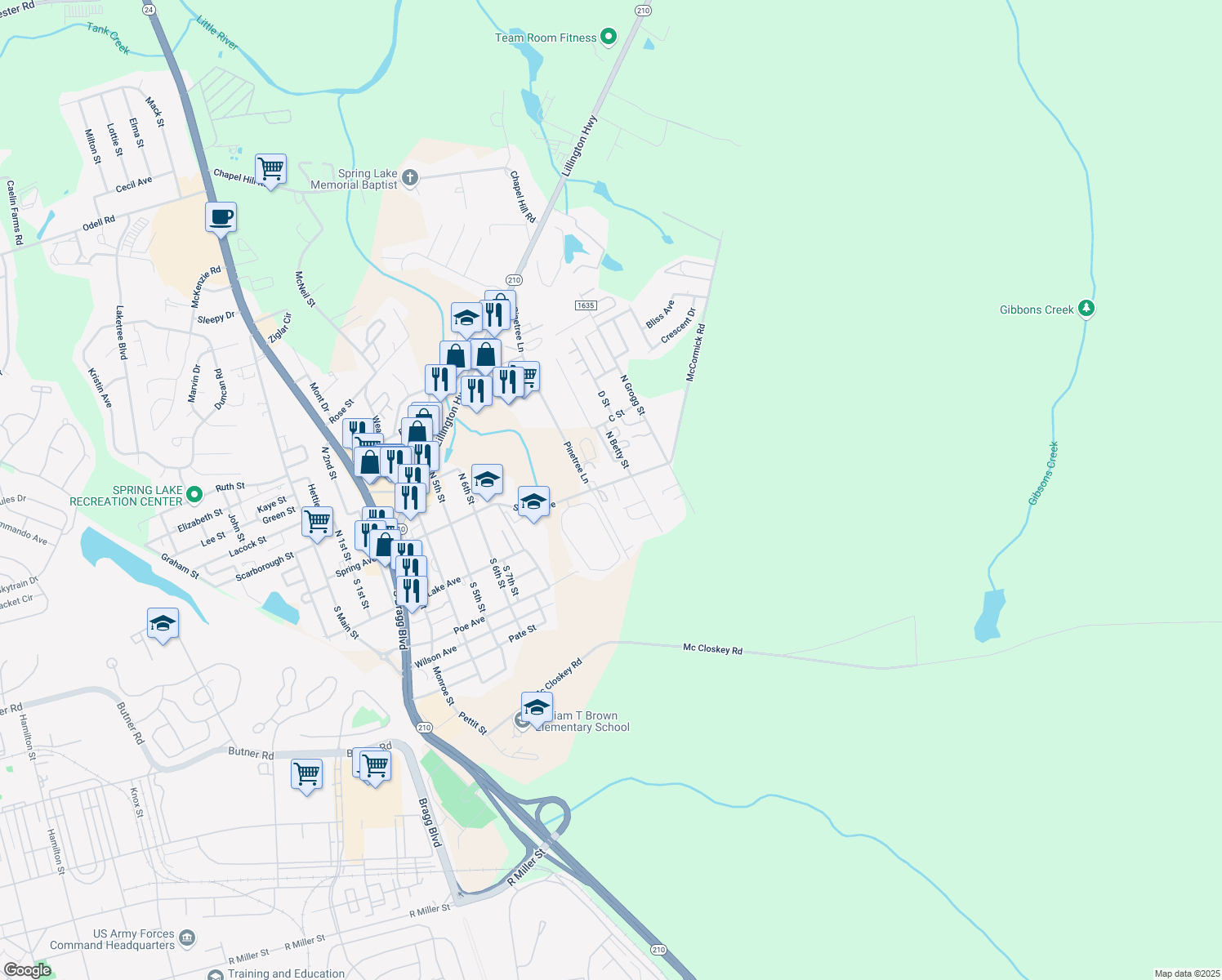 map of restaurants, bars, coffee shops, grocery stores, and more near 1228 Spring Ave in Spring Lake