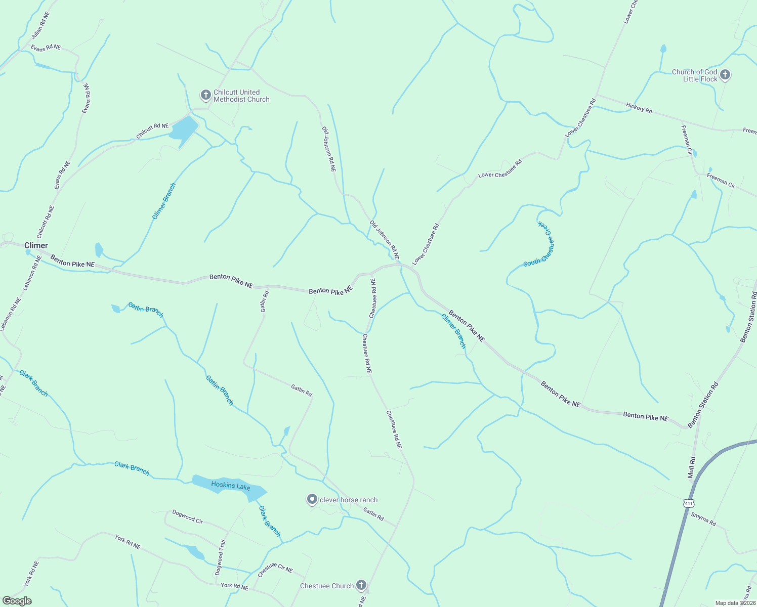 map of restaurants, bars, coffee shops, grocery stores, and more near 1670 Chestuee Road Northeast in Cleveland