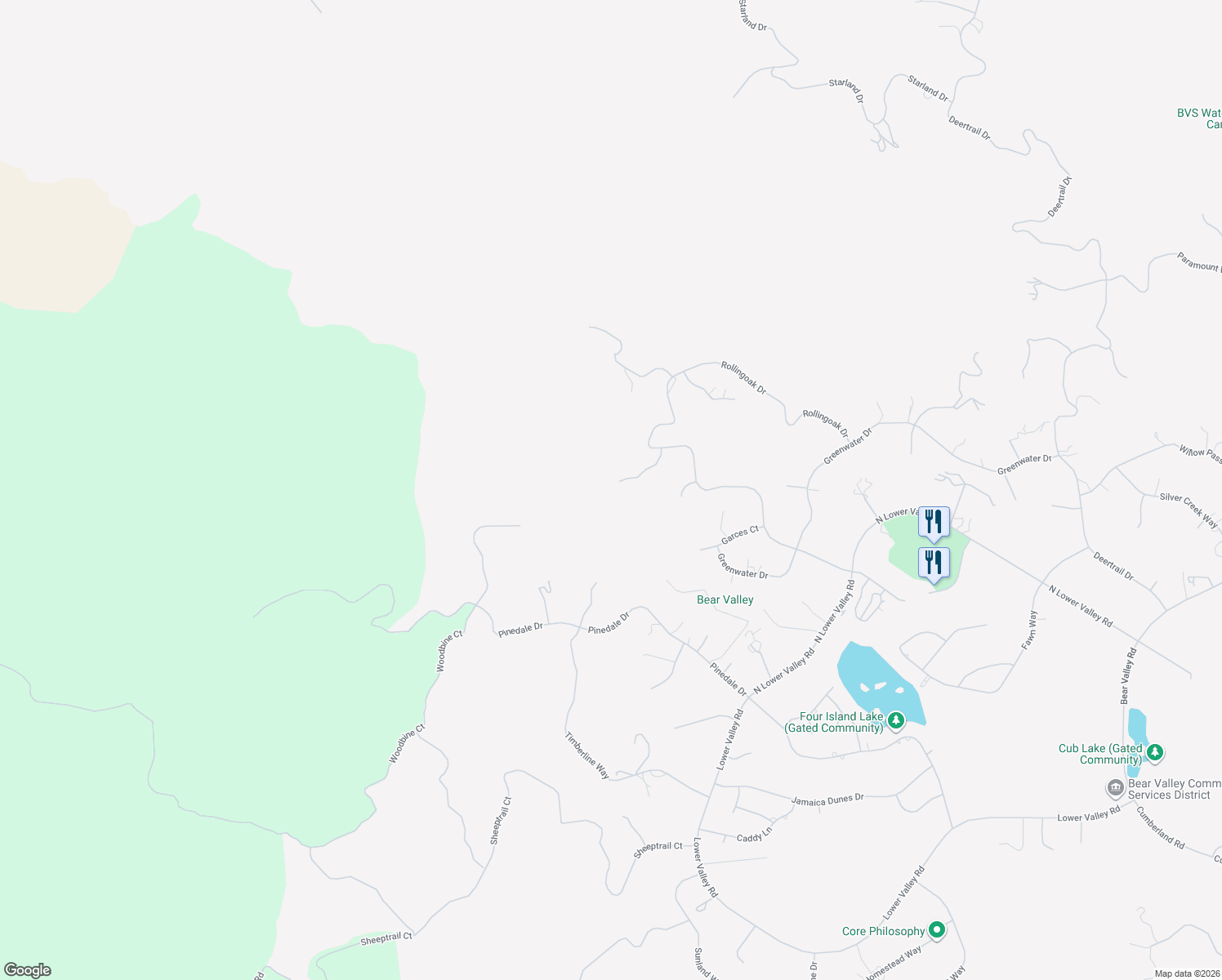 map of restaurants, bars, coffee shops, grocery stores, and more near 24500 Heather Court in Tehachapi