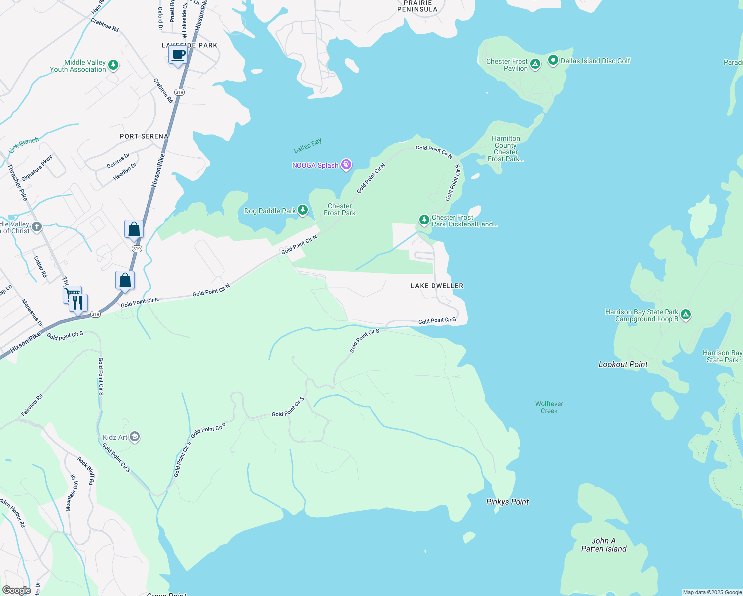 map of restaurants, bars, coffee shops, grocery stores, and more near 7902 Cove Ridge Drive in Hamilton County