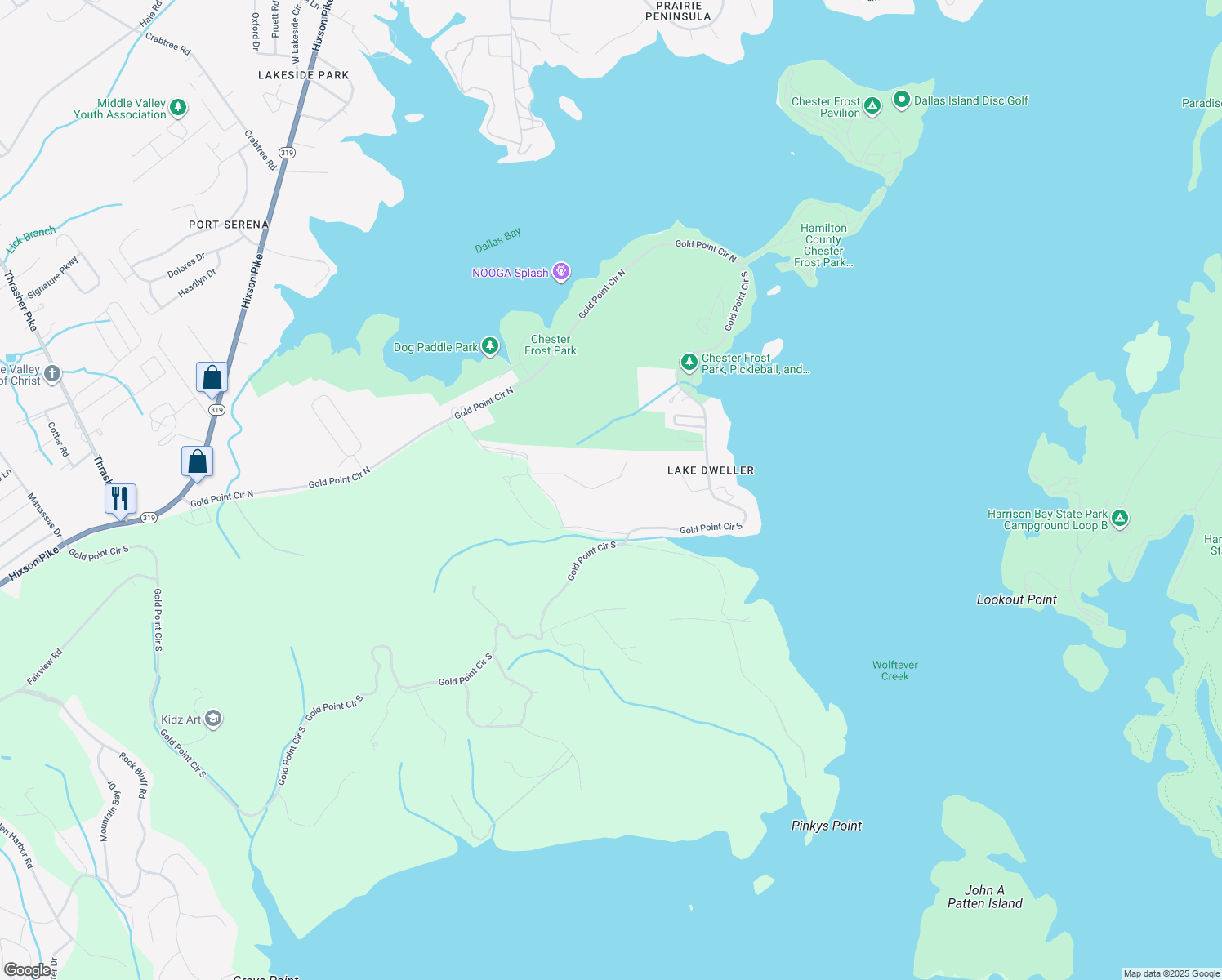 map of restaurants, bars, coffee shops, grocery stores, and more near 7908 Cove Ridge Drive in Middle Valley