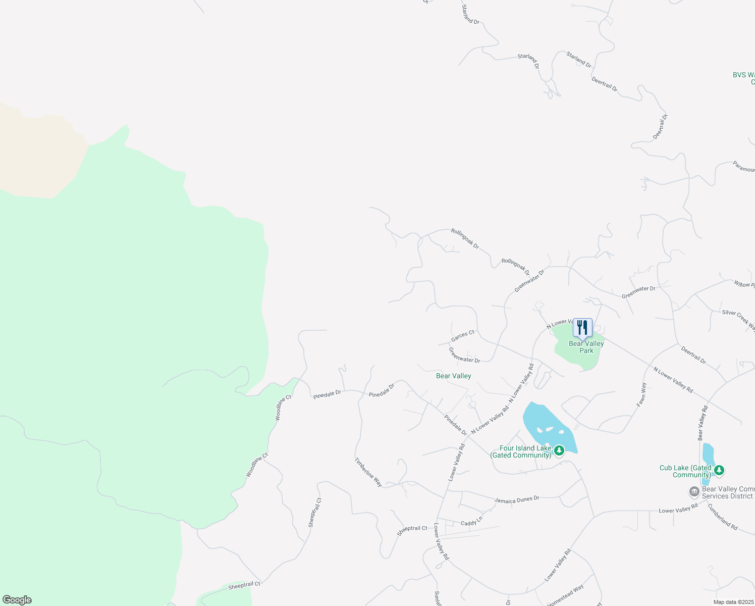 map of restaurants, bars, coffee shops, grocery stores, and more near 24500 Heather Court in Tehachapi