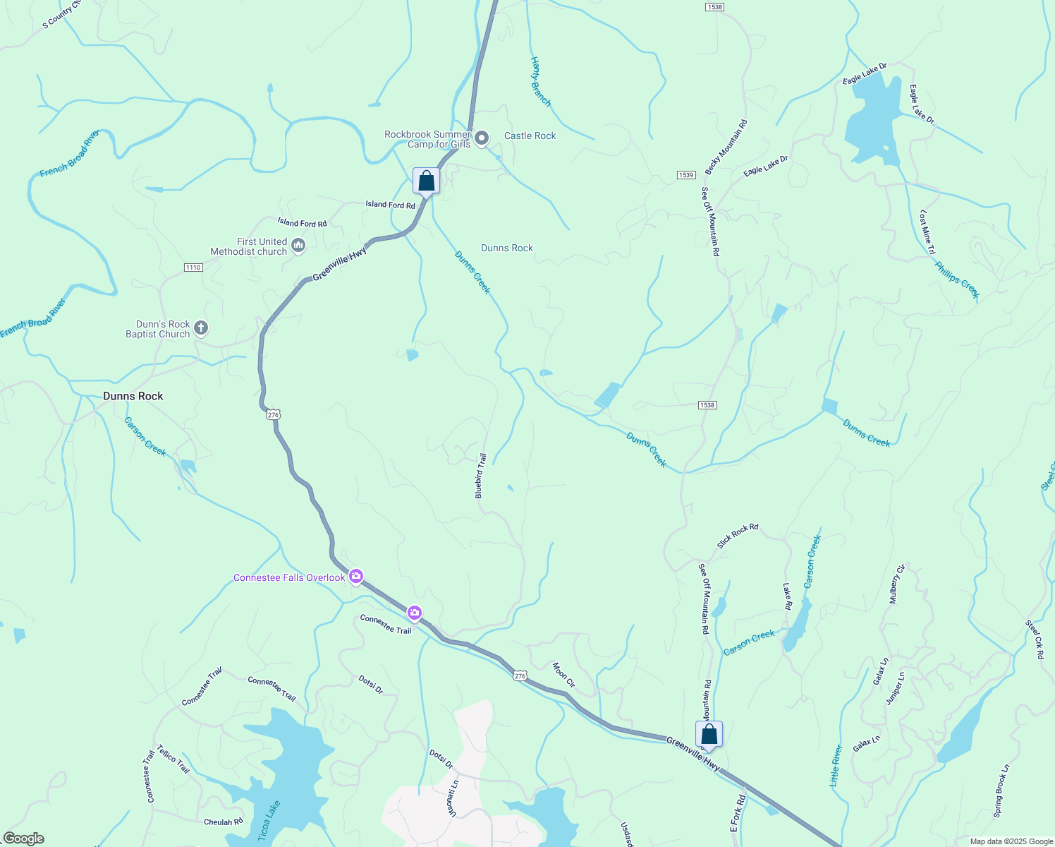 map of restaurants, bars, coffee shops, grocery stores, and more near 443 Sunny Acre Lane in Brevard