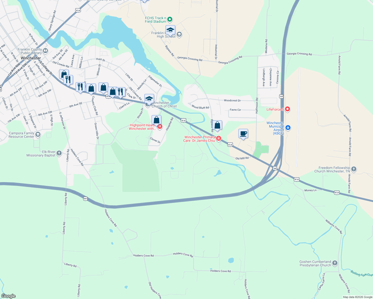 map of restaurants, bars, coffee shops, grocery stores, and more near 189 Pickney Rd in Winchester